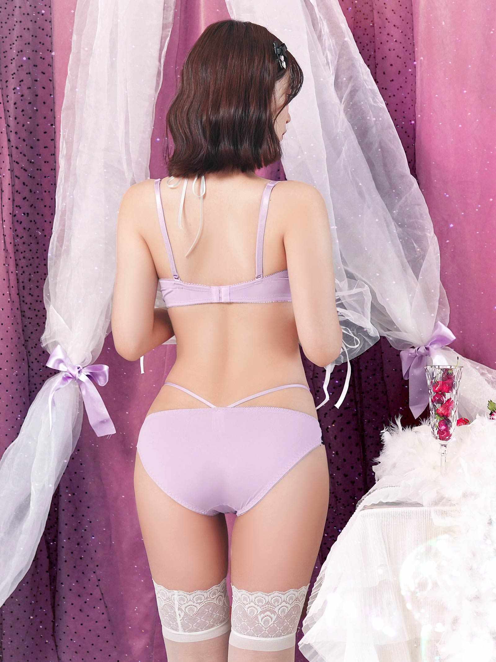 9/19新作!【EFサイズ】ゴシックレースチョーカーブラジャー&フルバックショーツ