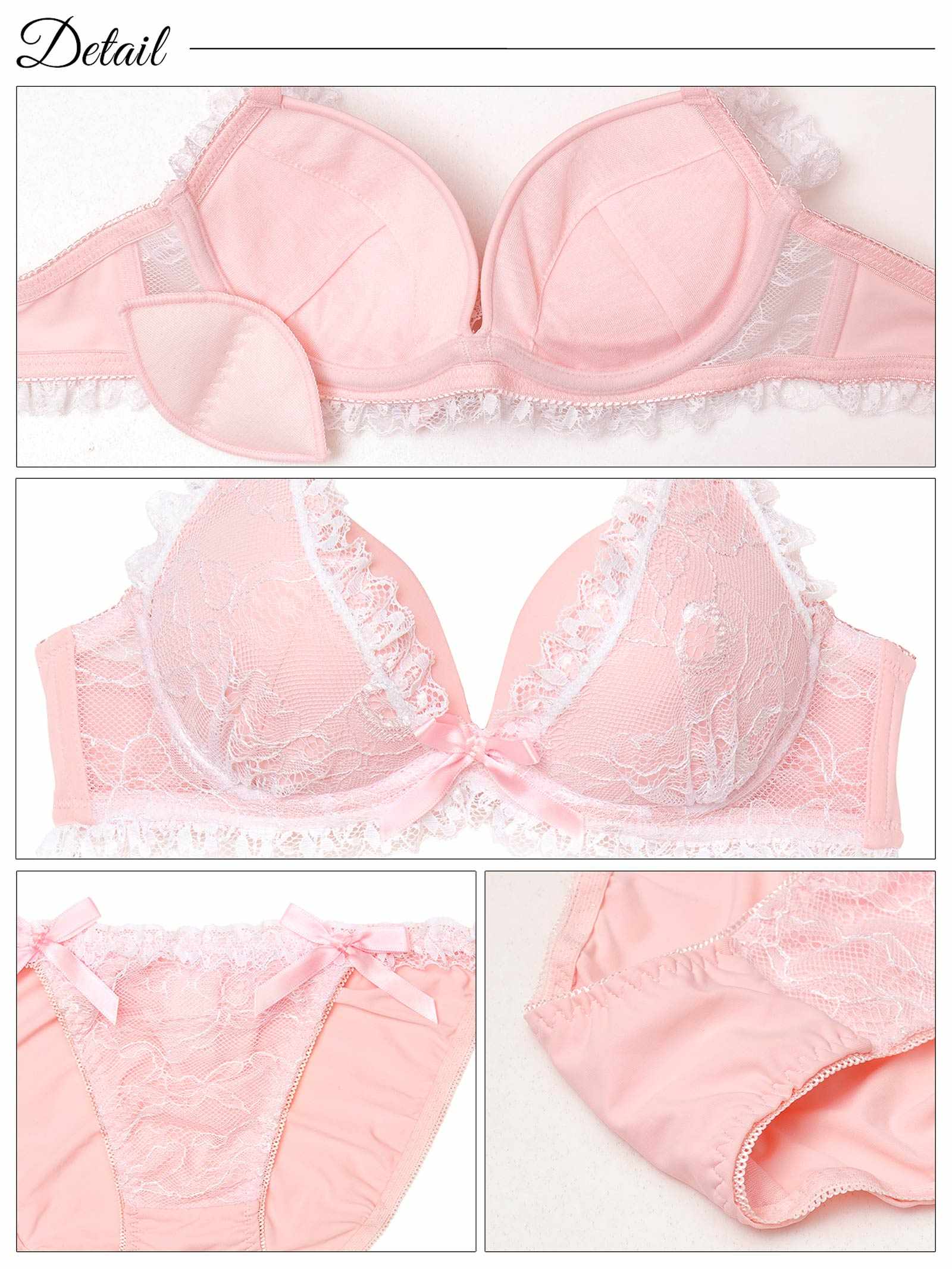 9/26新作!【EFサイズ】ラブリーパステルフリルブラジャー&フルバックショーツ