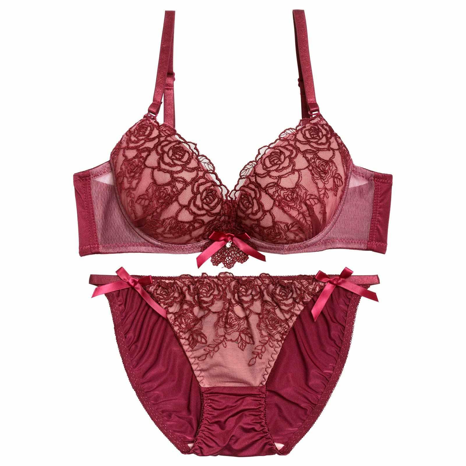 【三上悠亜着用】【EFサイズ】ルミエールリボンローズブラジャー&フルバックショーツ