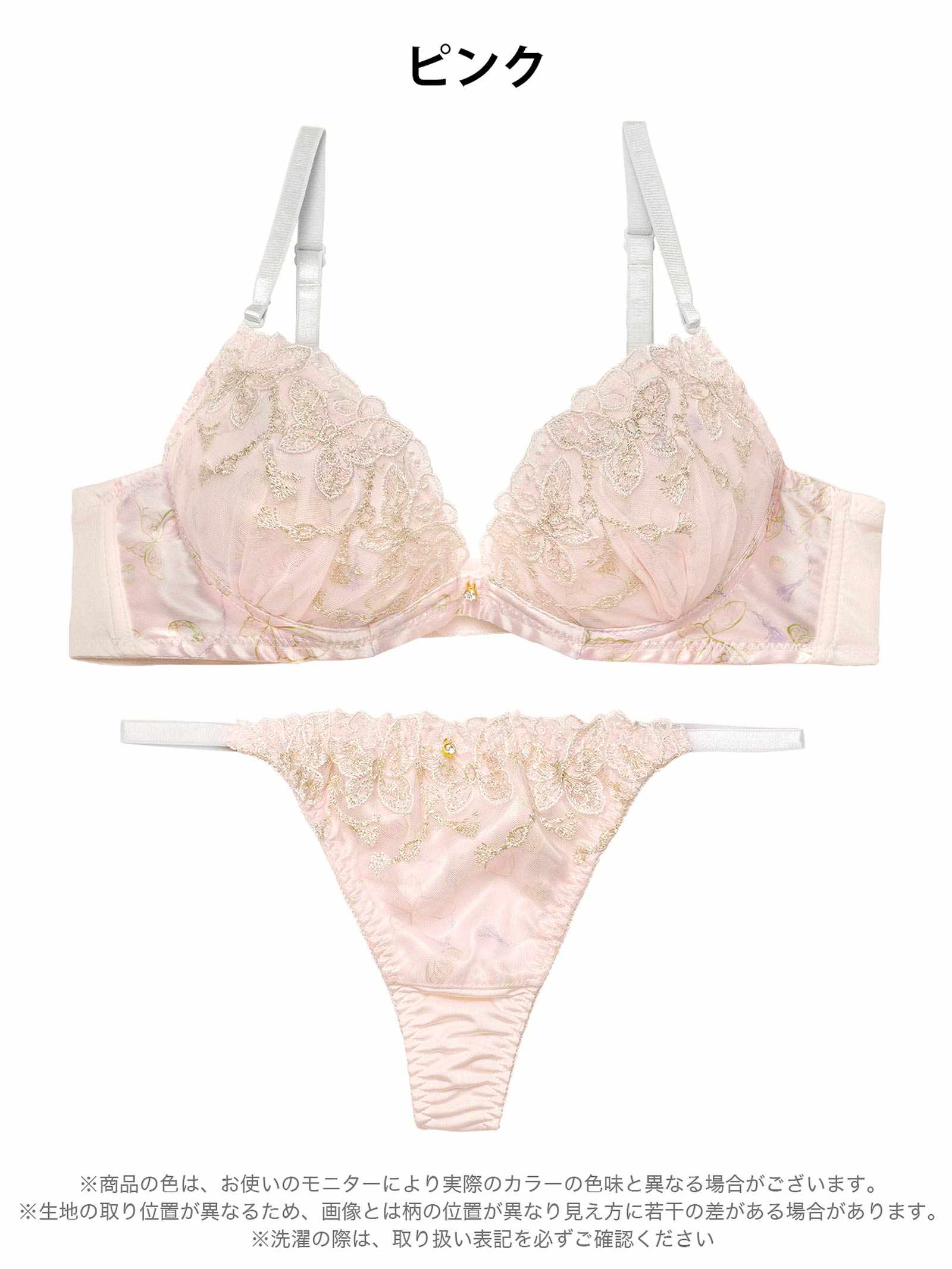1/14新作!フェミニンバタフライエンブロイダリーブラジャー&Tバックショーツ