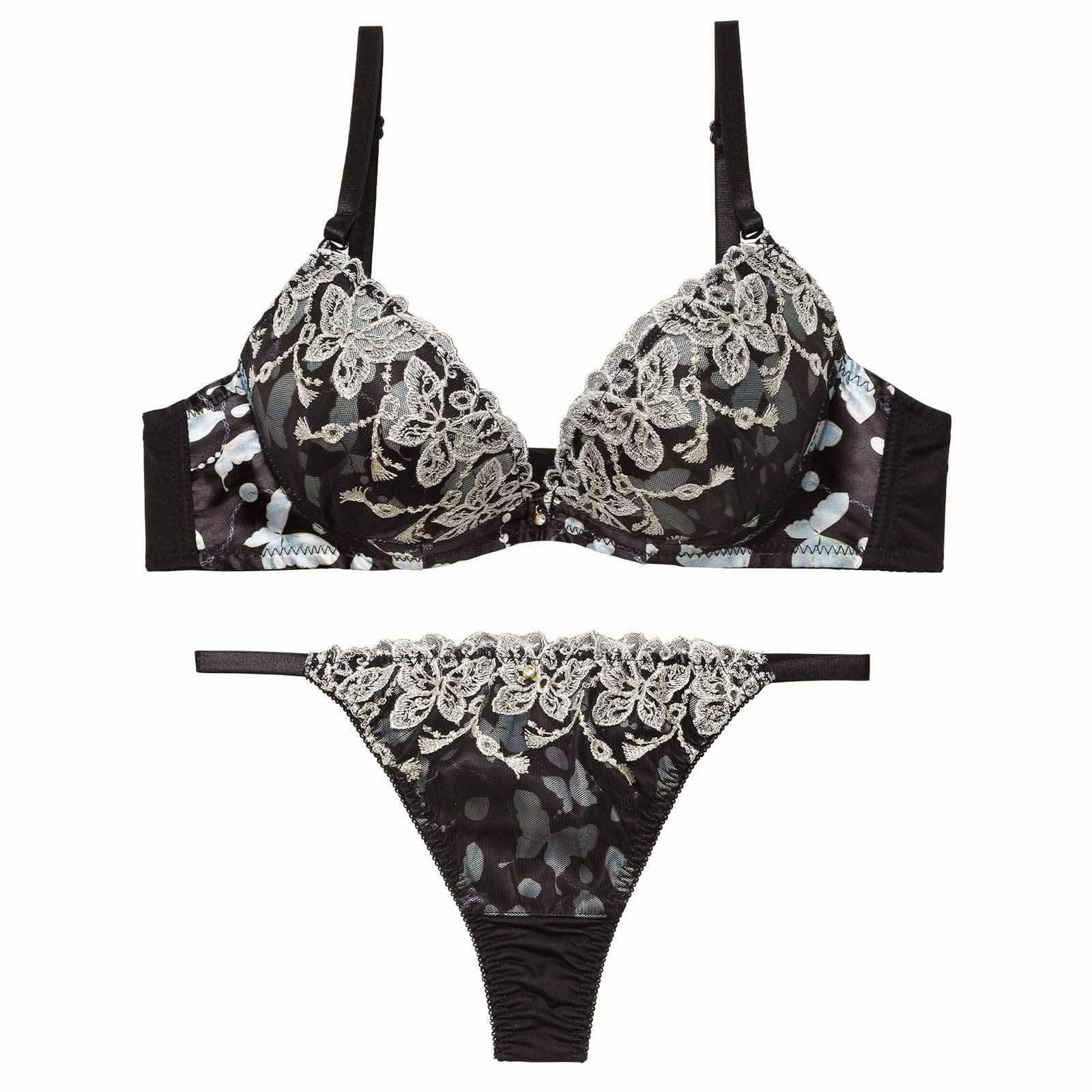 1/14新作!フェミニンバタフライエンブロイダリーブラジャー&Tバックショーツ - 【公式】247Lingerie