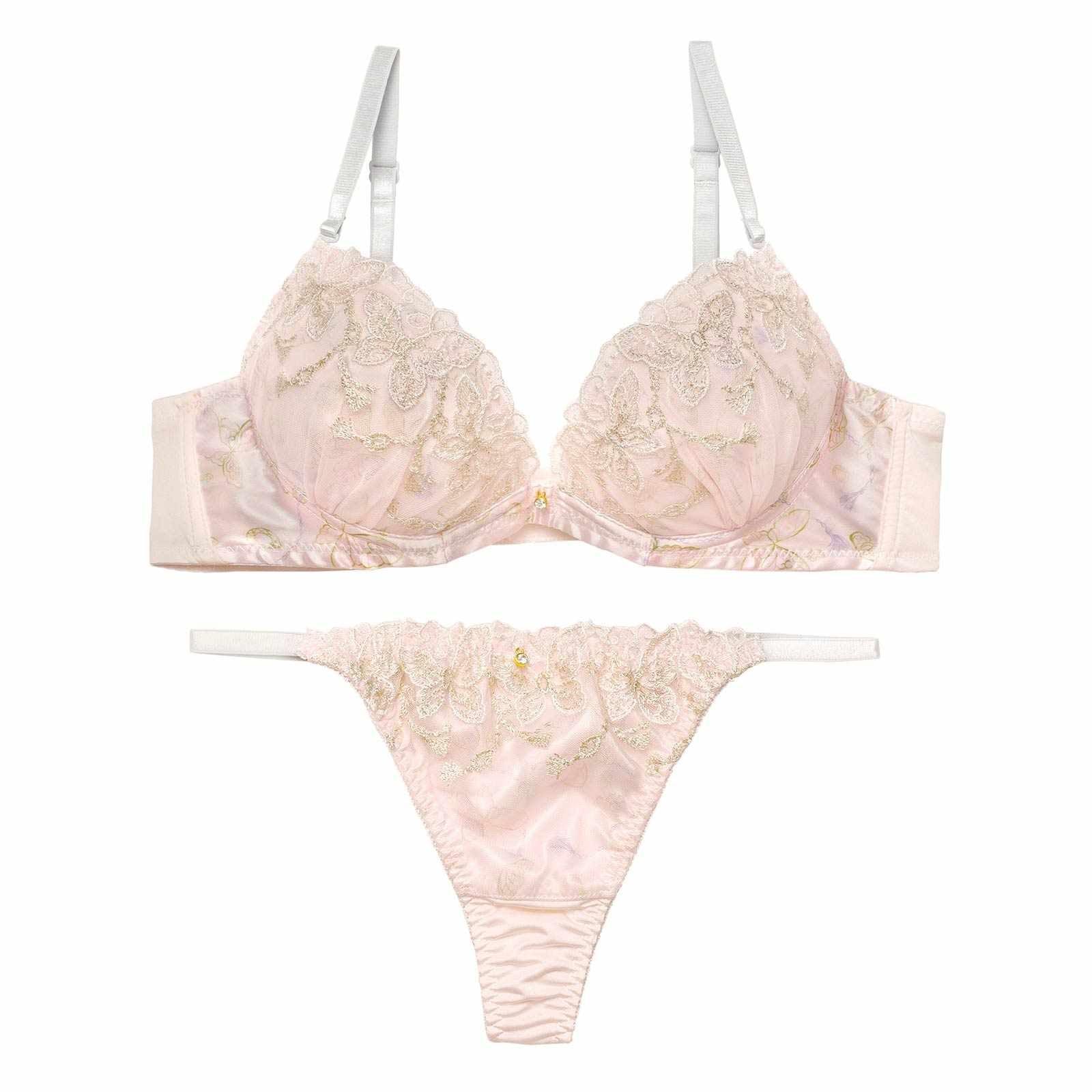 1/14新作!フェミニンバタフライエンブロイダリーブラジャー&Tバックショーツ - 【公式】247Lingerie