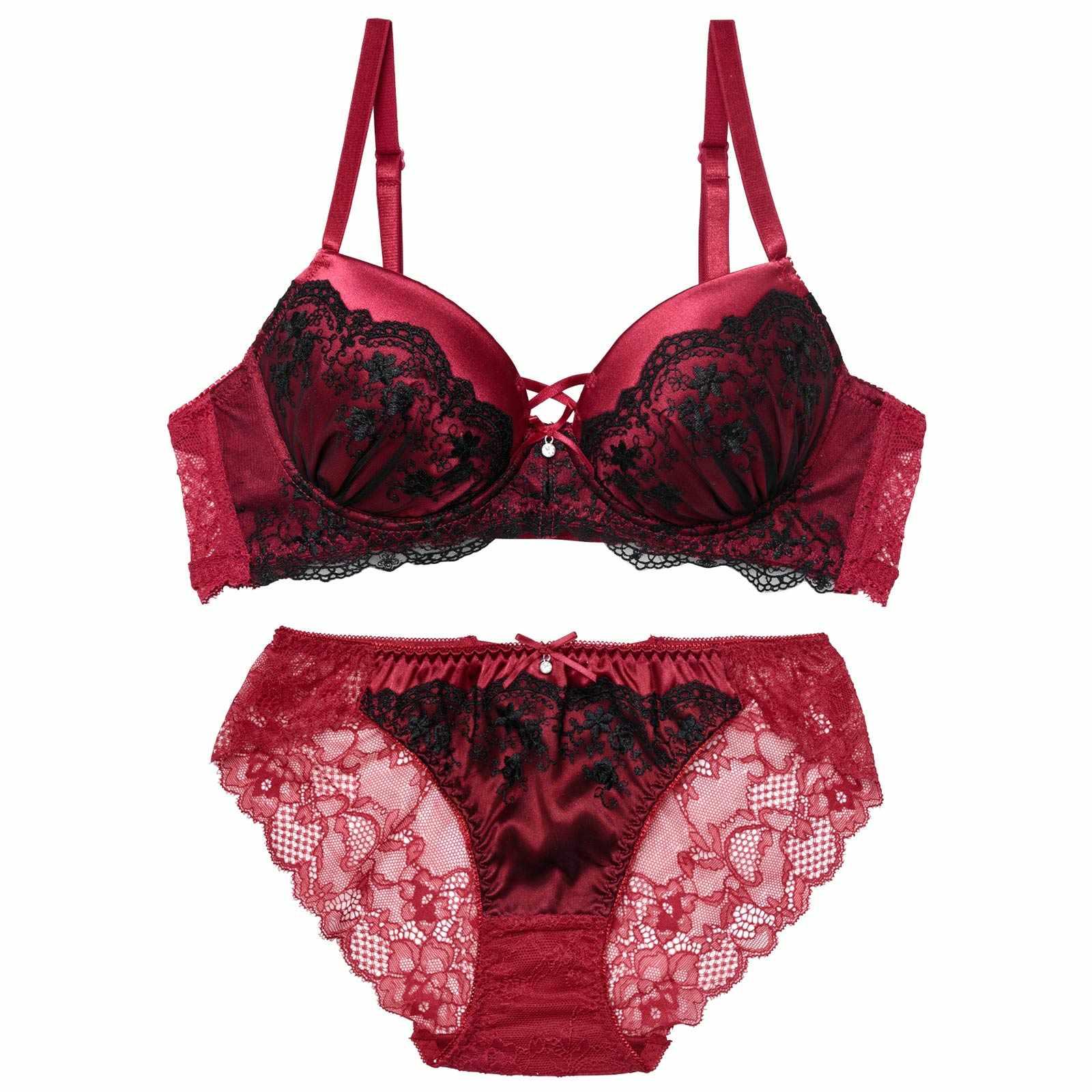 【EFサイズ】グリッターベロアレーシィブラジャー&バック透けフルバックショーツ