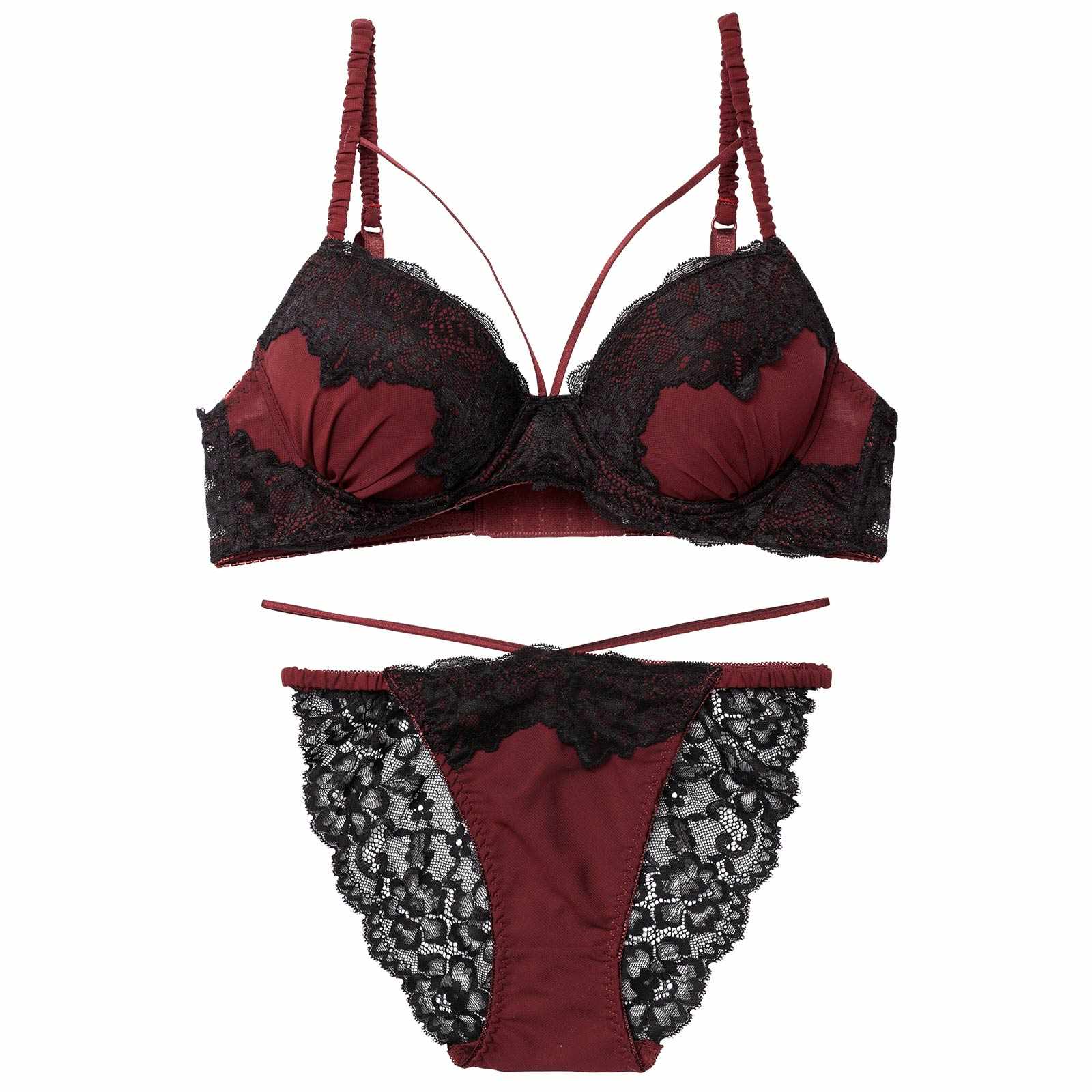 3/18新作!シャドウレーシィコードブラジャー&バック透けフルバックショーツ