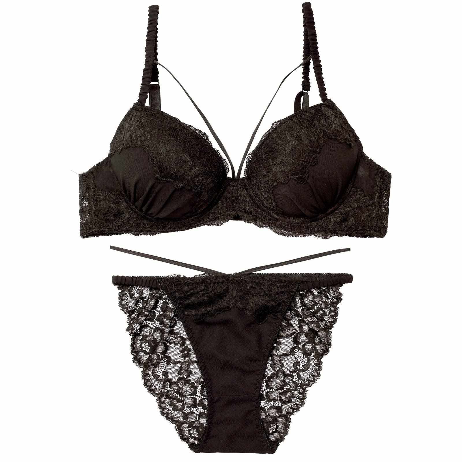 3/18新作!シャドウレーシィコードブラジャー&バック透けフルバックショーツ