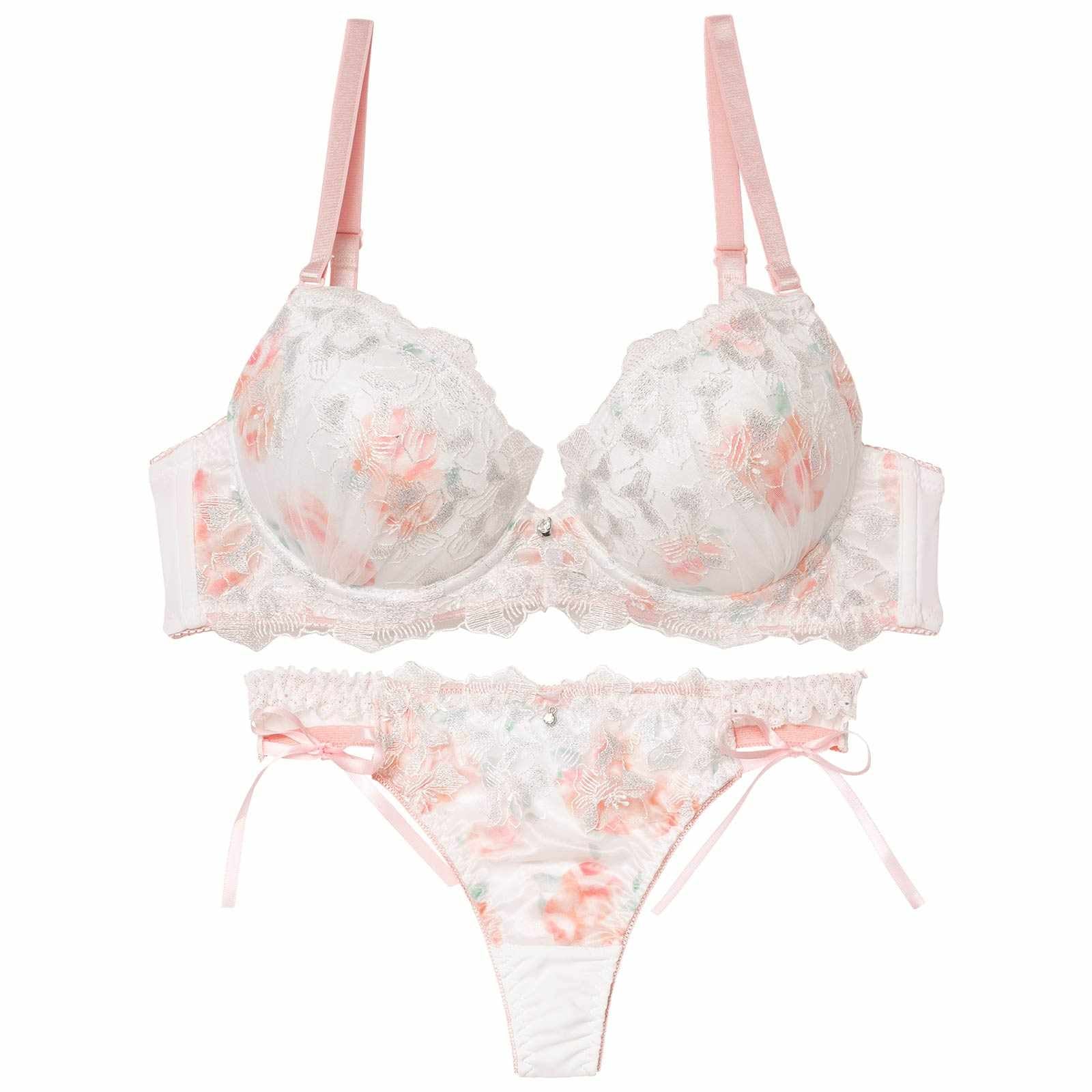 1/19新作!ピュアブロッサムベールブラジャー&Tバックショーツ