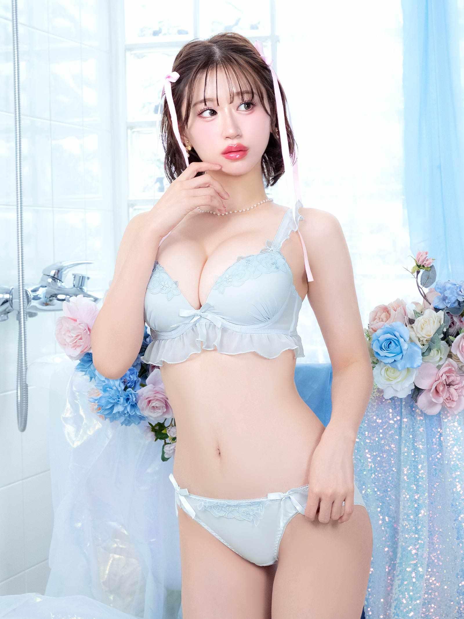 11/28新作!パステルブルーミングフリルブラジャー&フルバックショーツ