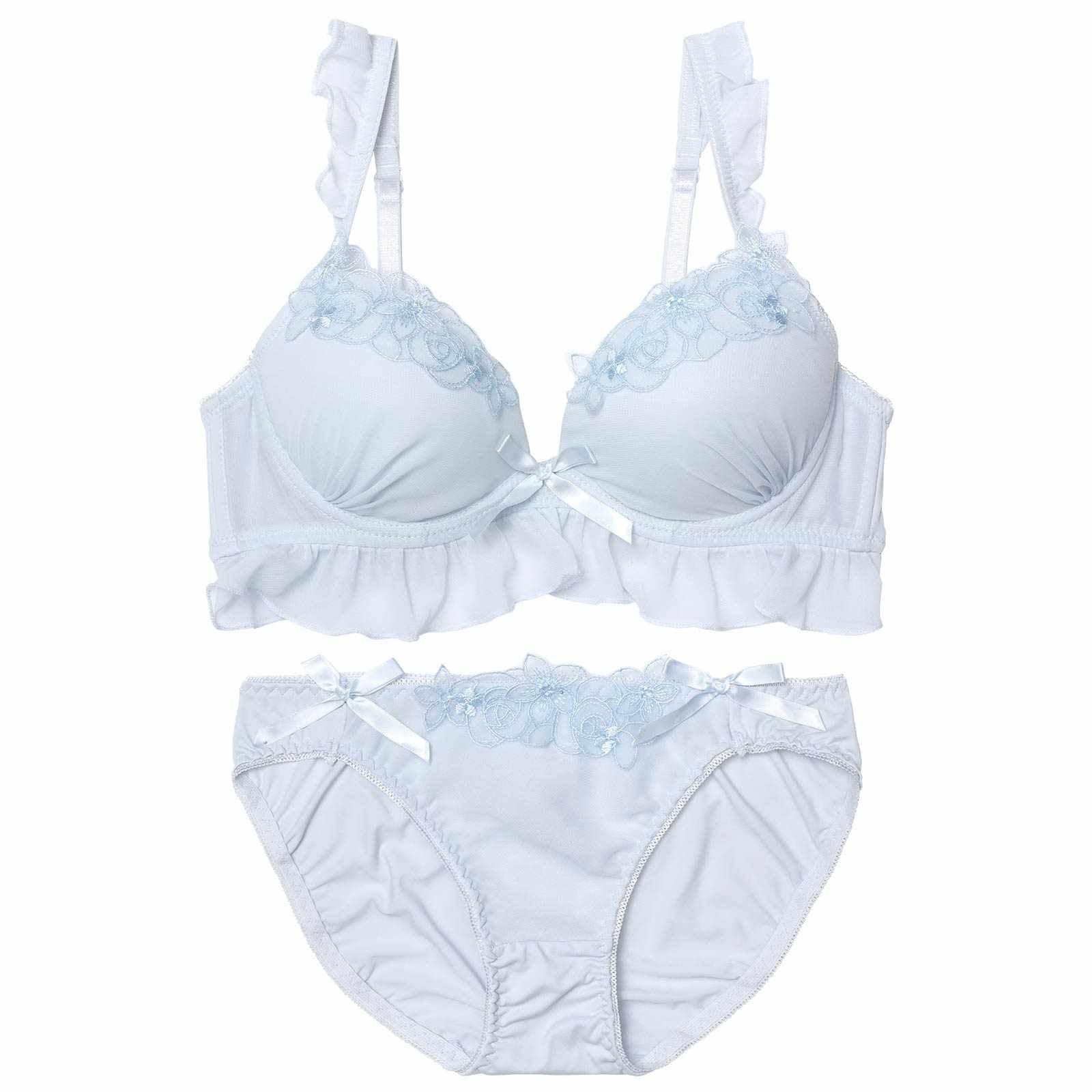 2/21再販!パステルブルーミングフリルブラジャー&フルバックショーツ