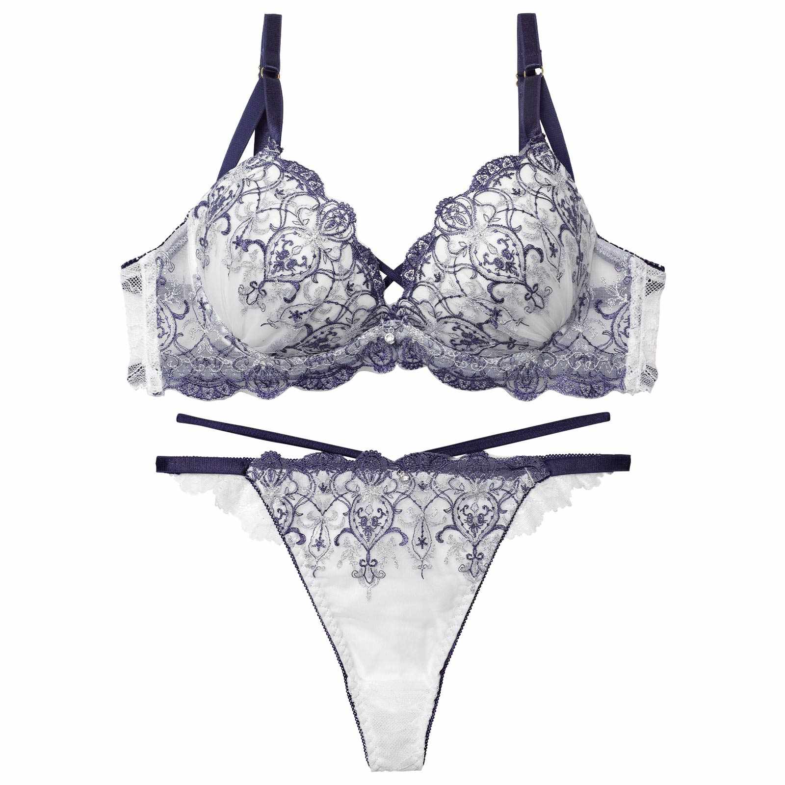 12/5新作!グリッターダマスククロスブラジャー&バック透けTバックショーツ