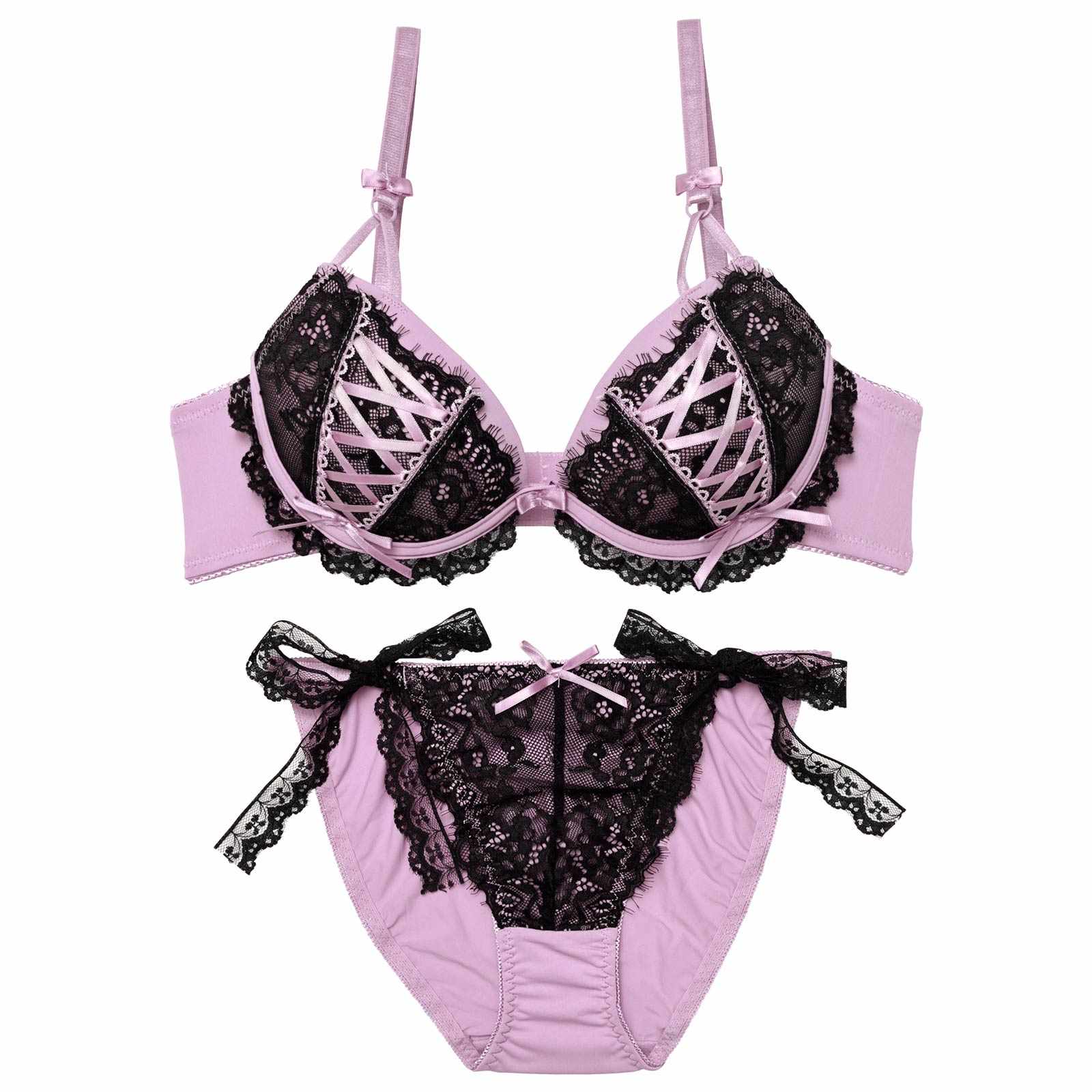 11/12新作!メルトリボンレースアップブラジャー&フルバックショーツ