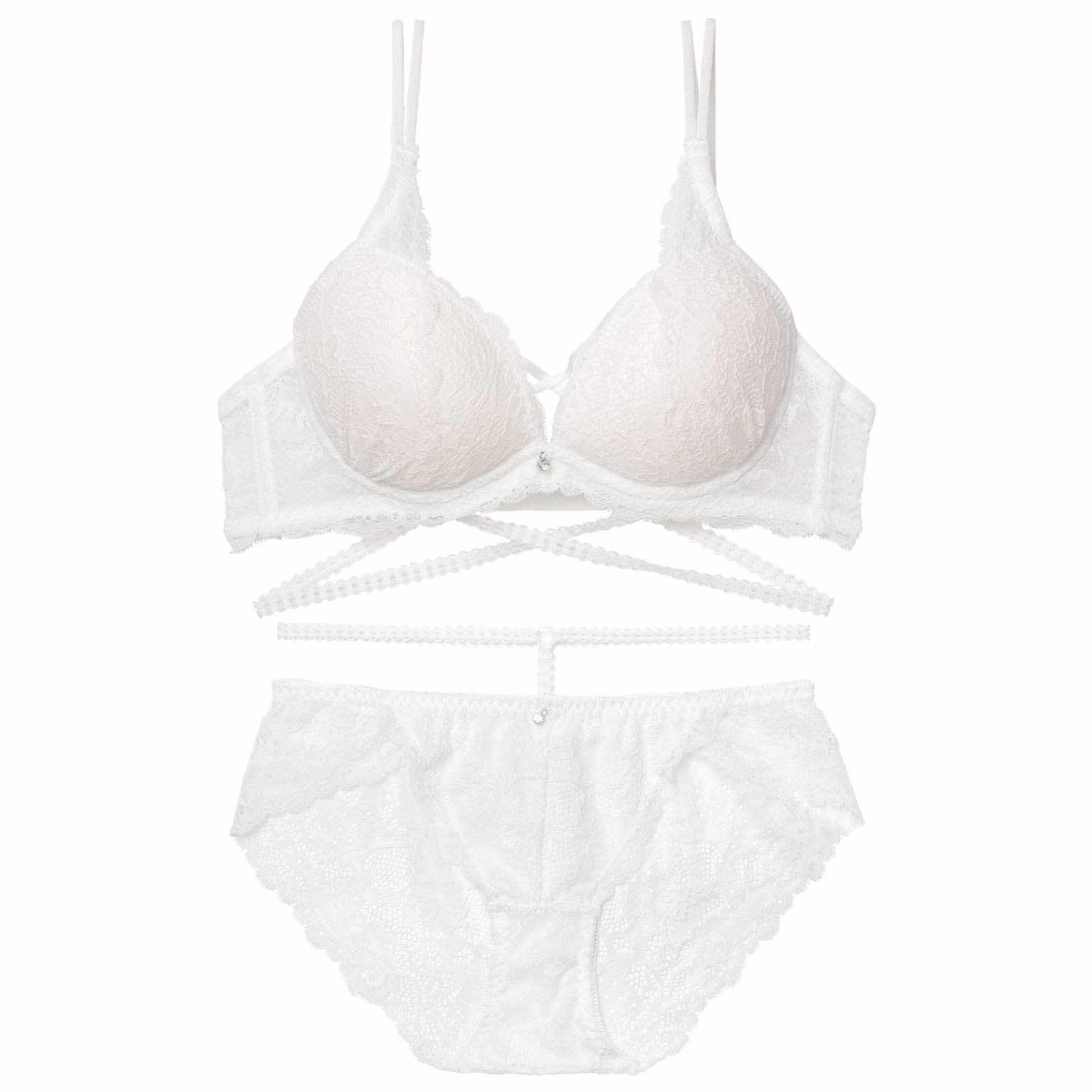 2/27新作!【EFサイズ】リュクスコードレースブラジャー&バック透けフルバックショーツ