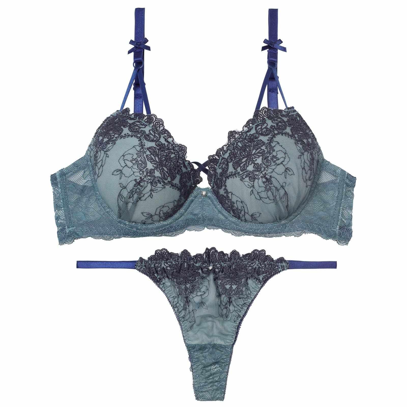 2/9新作!ゴシックダークフラワーブラジャー&バック透けTバックショーツ