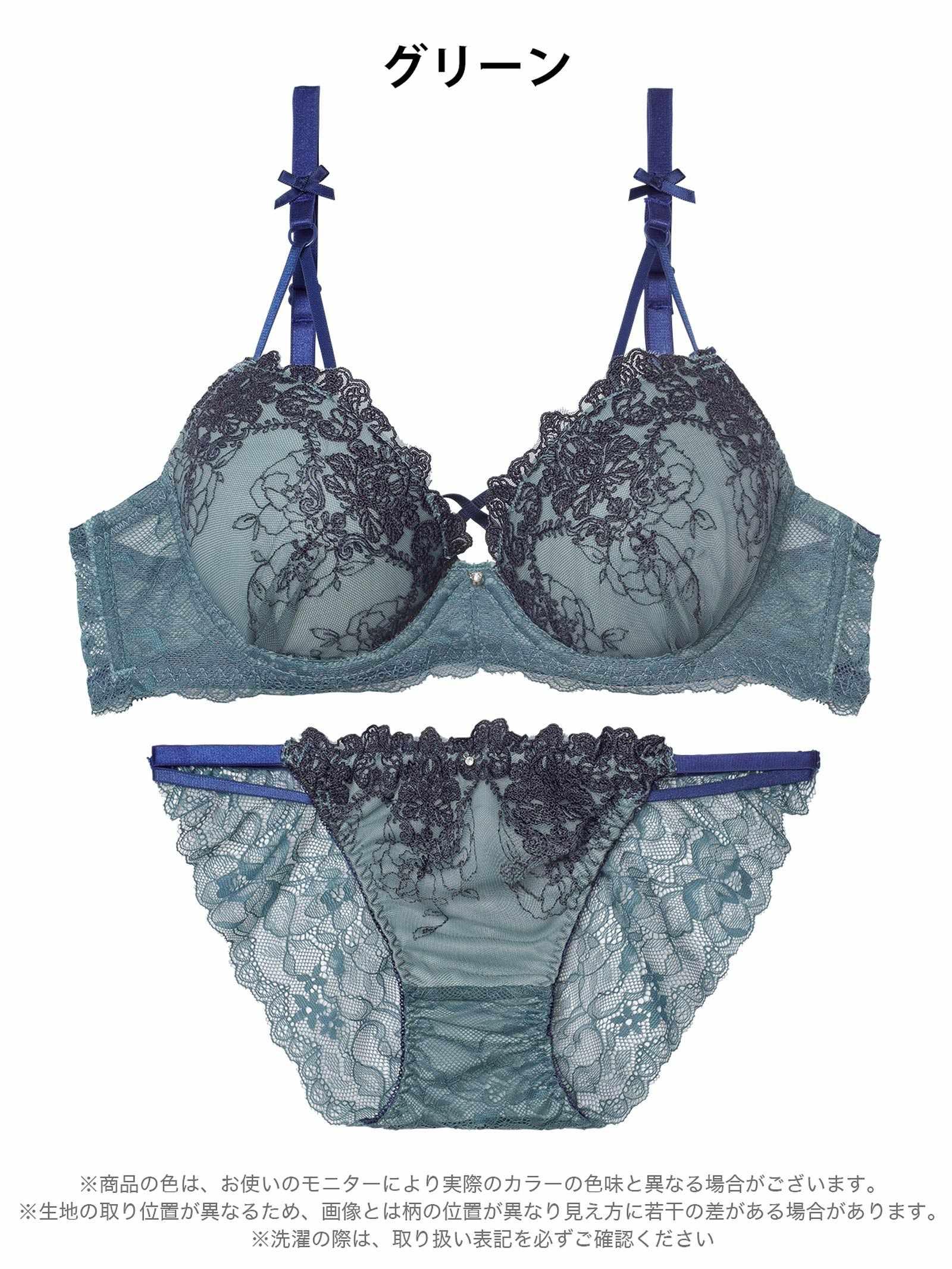 2/9新作!【EFサイズ】ゴシックダークフラワーブラジャー&バック透けフルバックショーツ