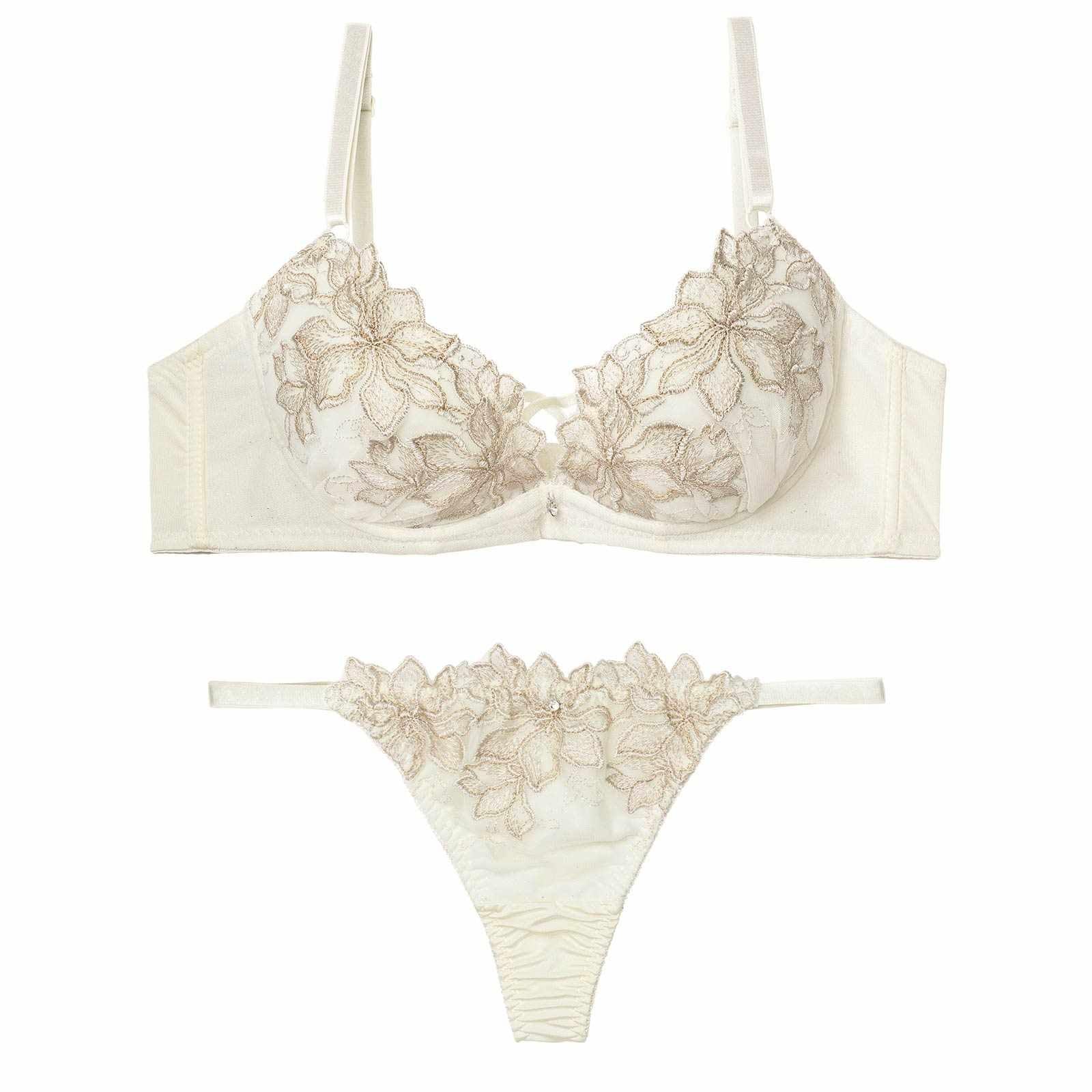 2/6新作!エレガントブルームコード育乳脇高ブラジャー&Tバックショーツ