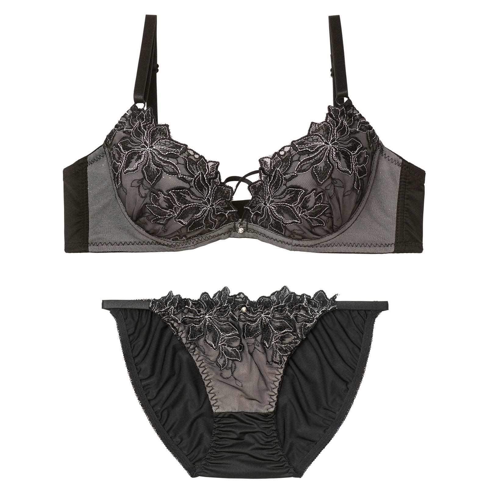 2/6新作!【EFサイズ】エレガントブルームコード育乳脇高ブラジャー&フルバックショーツ