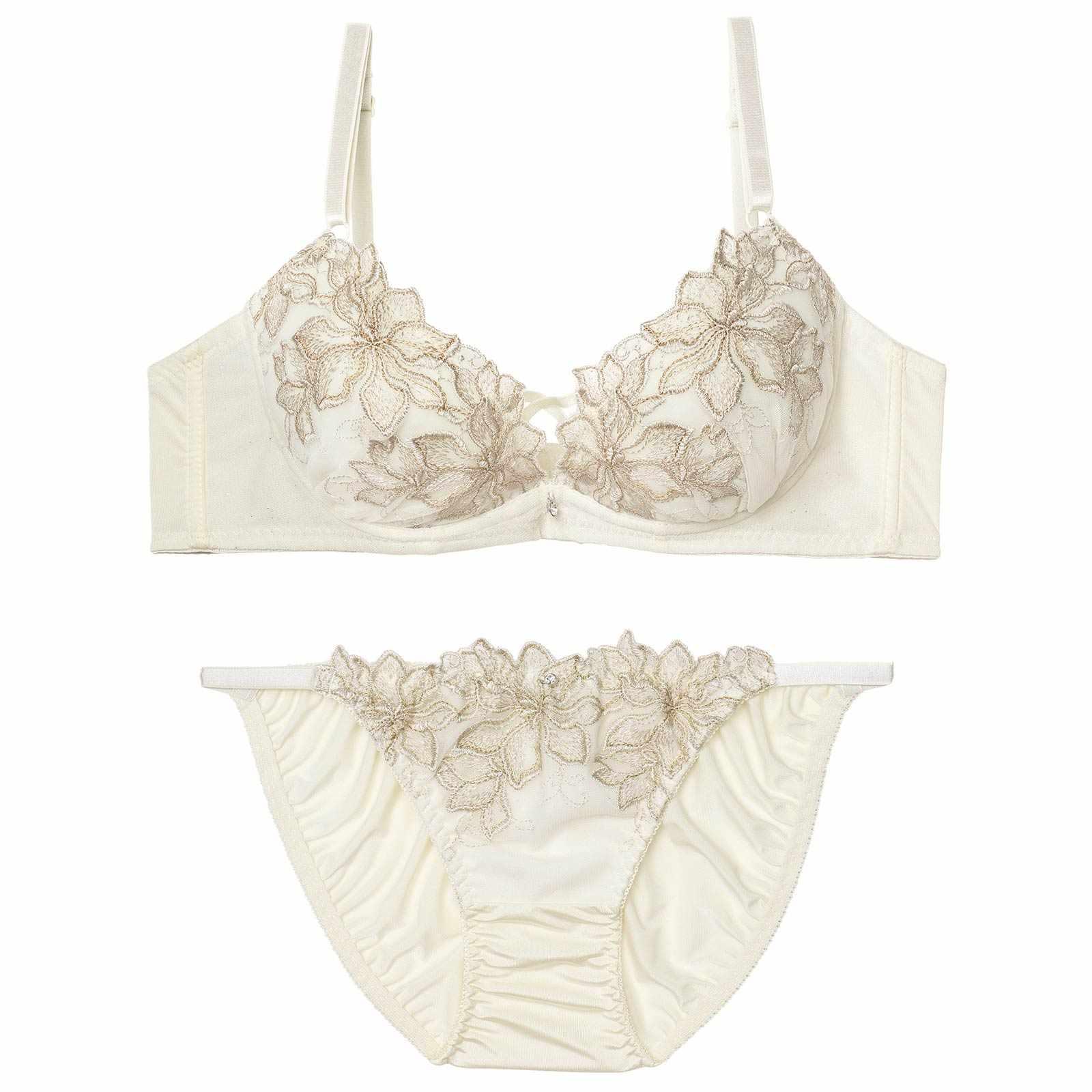 2/6新作!【EFサイズ】エレガントブルームコード育乳脇高ブラジャー&フルバックショーツ