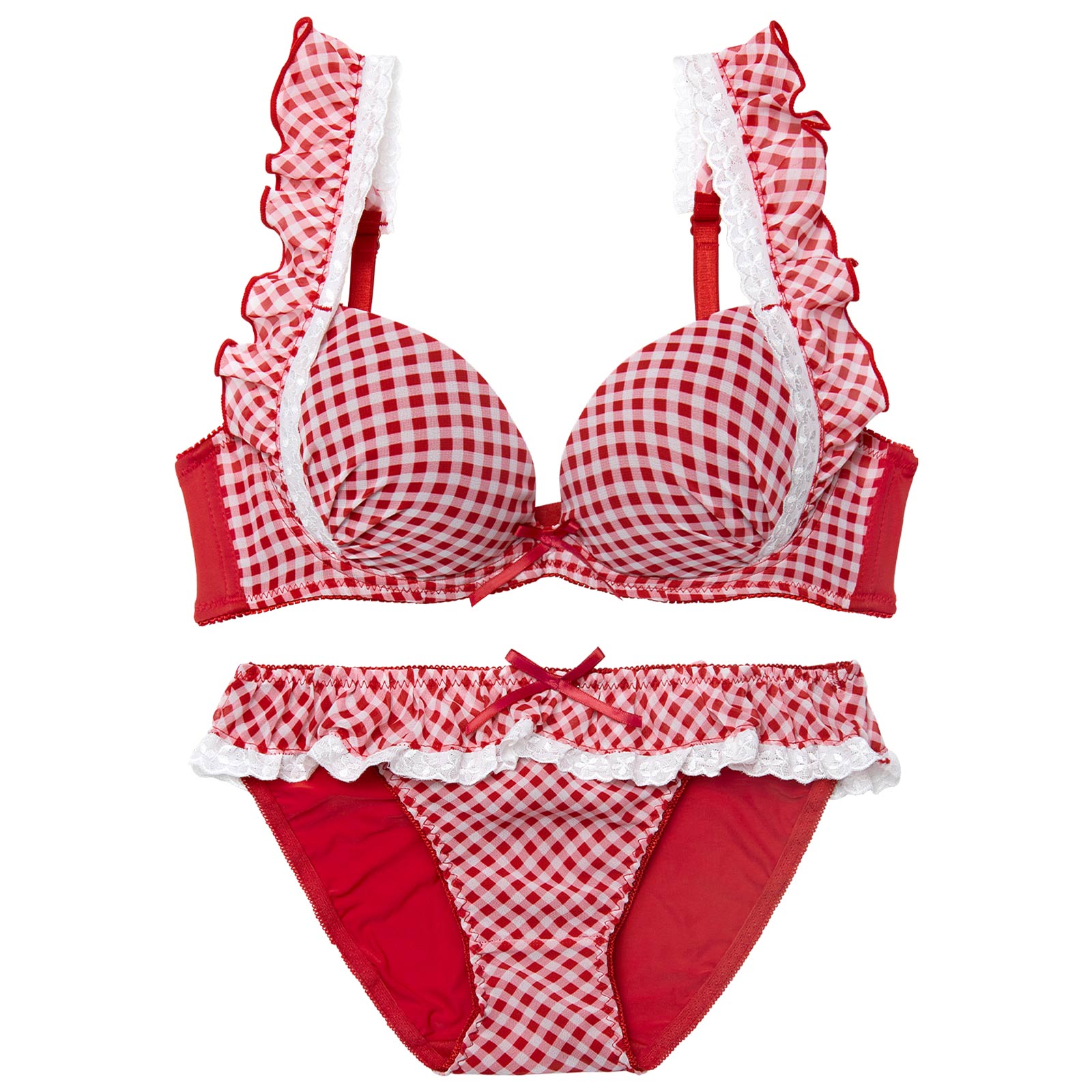 12/3新作!【かとゆり着用】ラブリーギンガムチェックブラジャー&フルバックショーツ