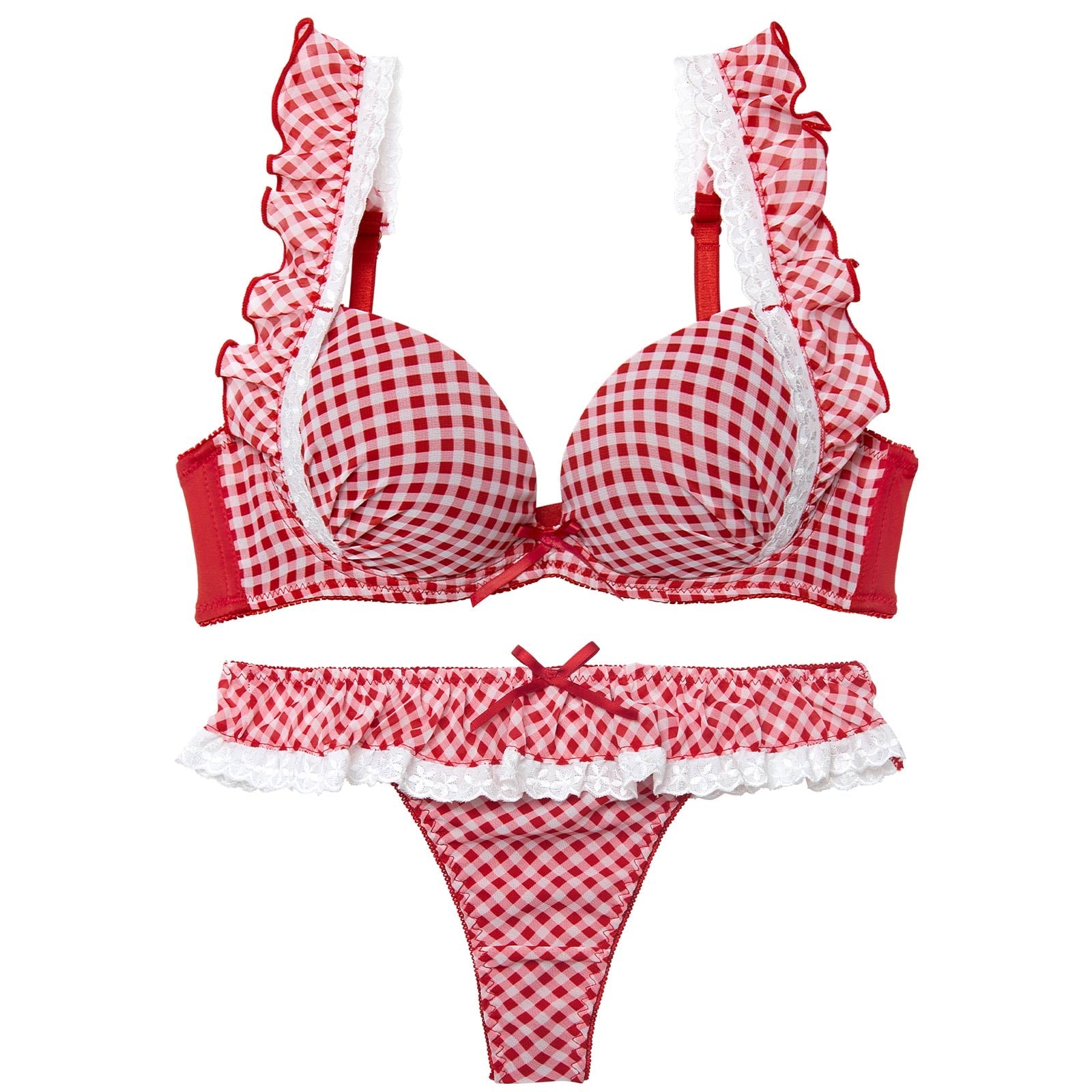 12/3新作!【かとゆり着用】ラブリーギンガムチェックブラジャー&Tバックショーツ