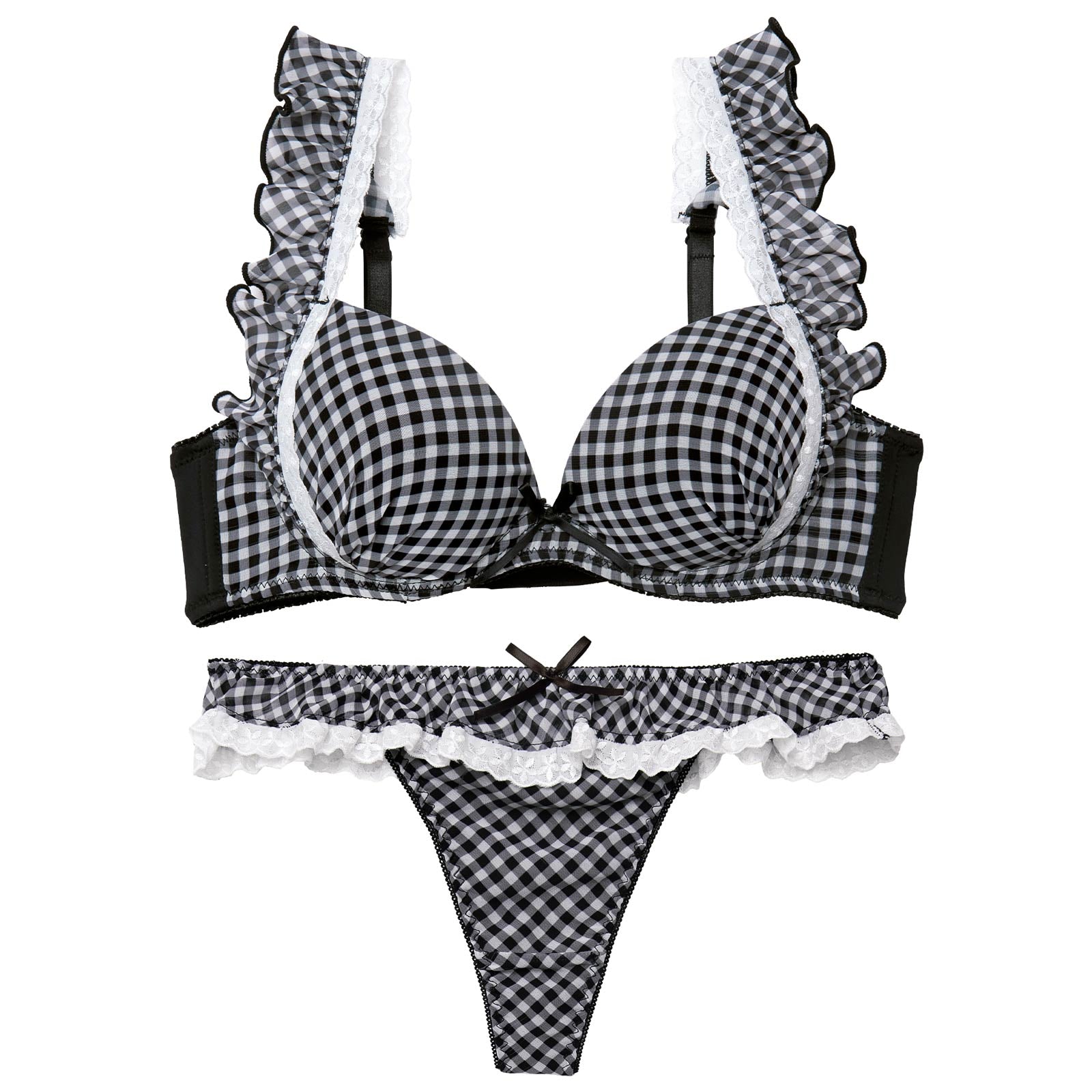 12/3新作!【かとゆり着用】ラブリーギンガムチェックブラジャー&Tバックショーツ