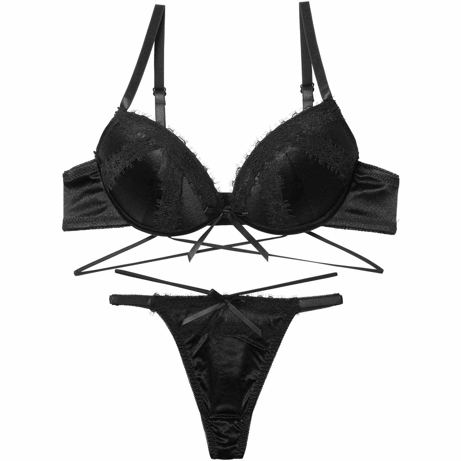 12/24新作!グリッターサテンレースストリングブラジャー&Tバックショーツ