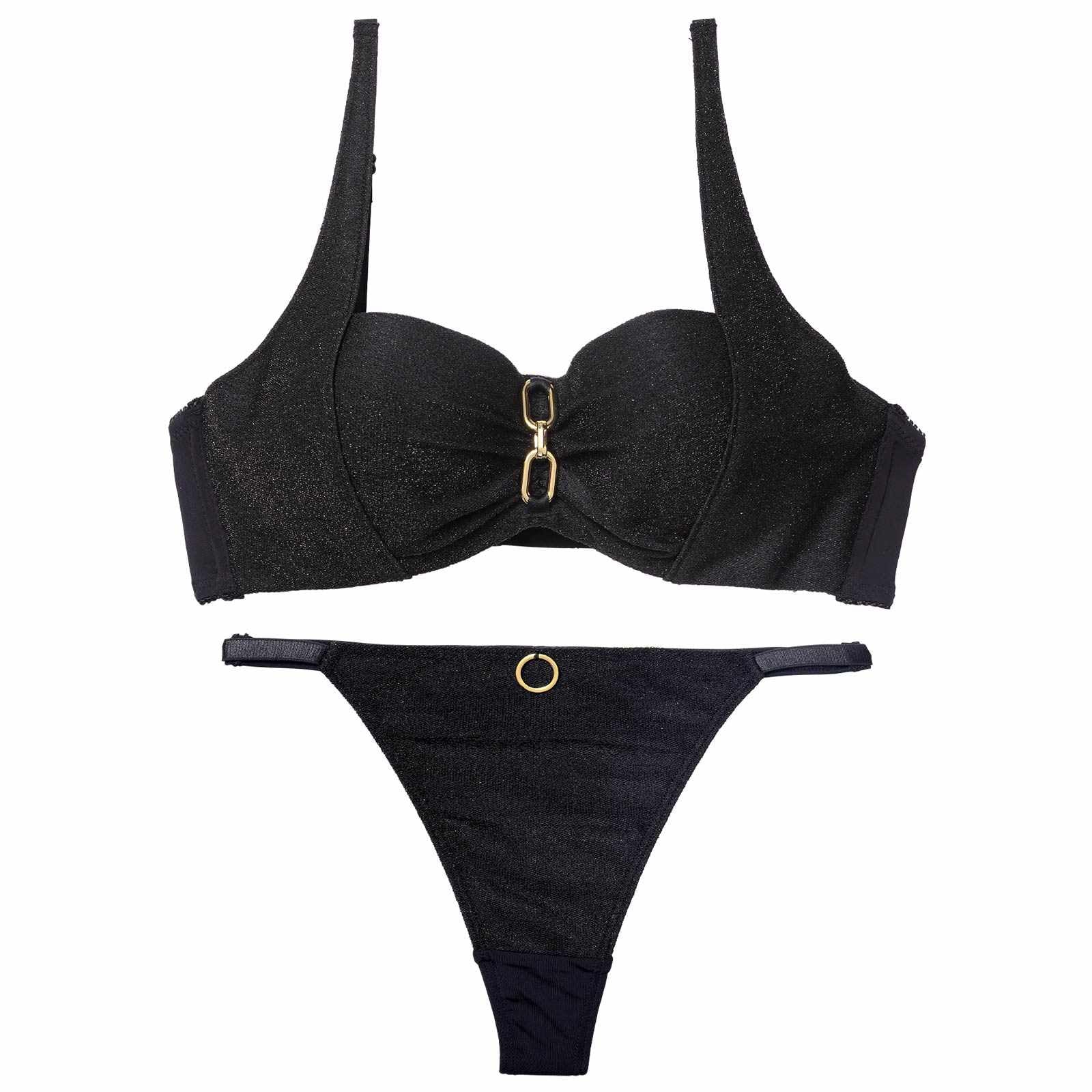 12/17新作!シャイニーエレガントチェーンブラジャー&Tバックショーツ