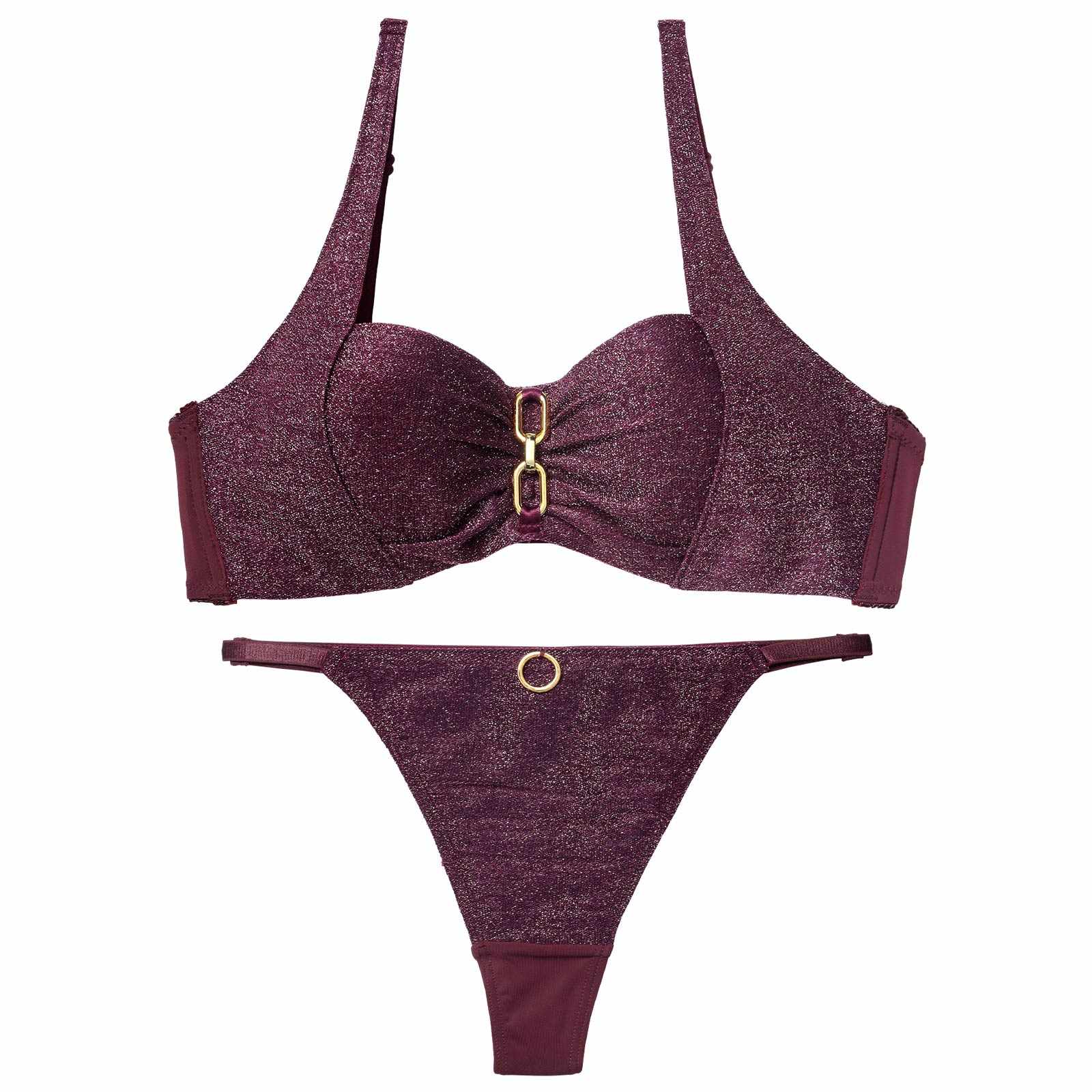 12/17新作!シャイニーエレガントチェーンブラジャー&Tバックショーツ