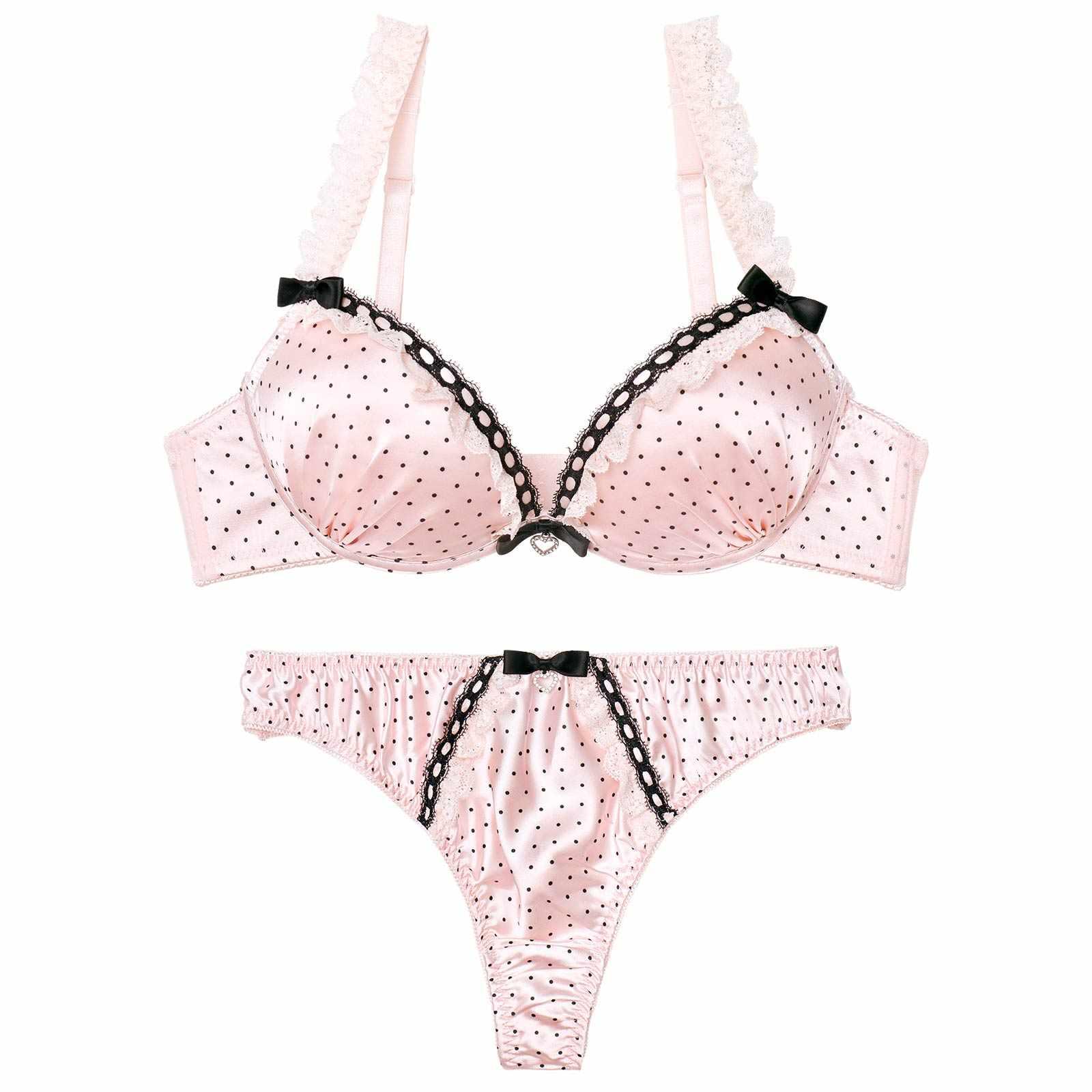 2/6新作!スウィートリボンドットブラジャー&Tバックショーツ