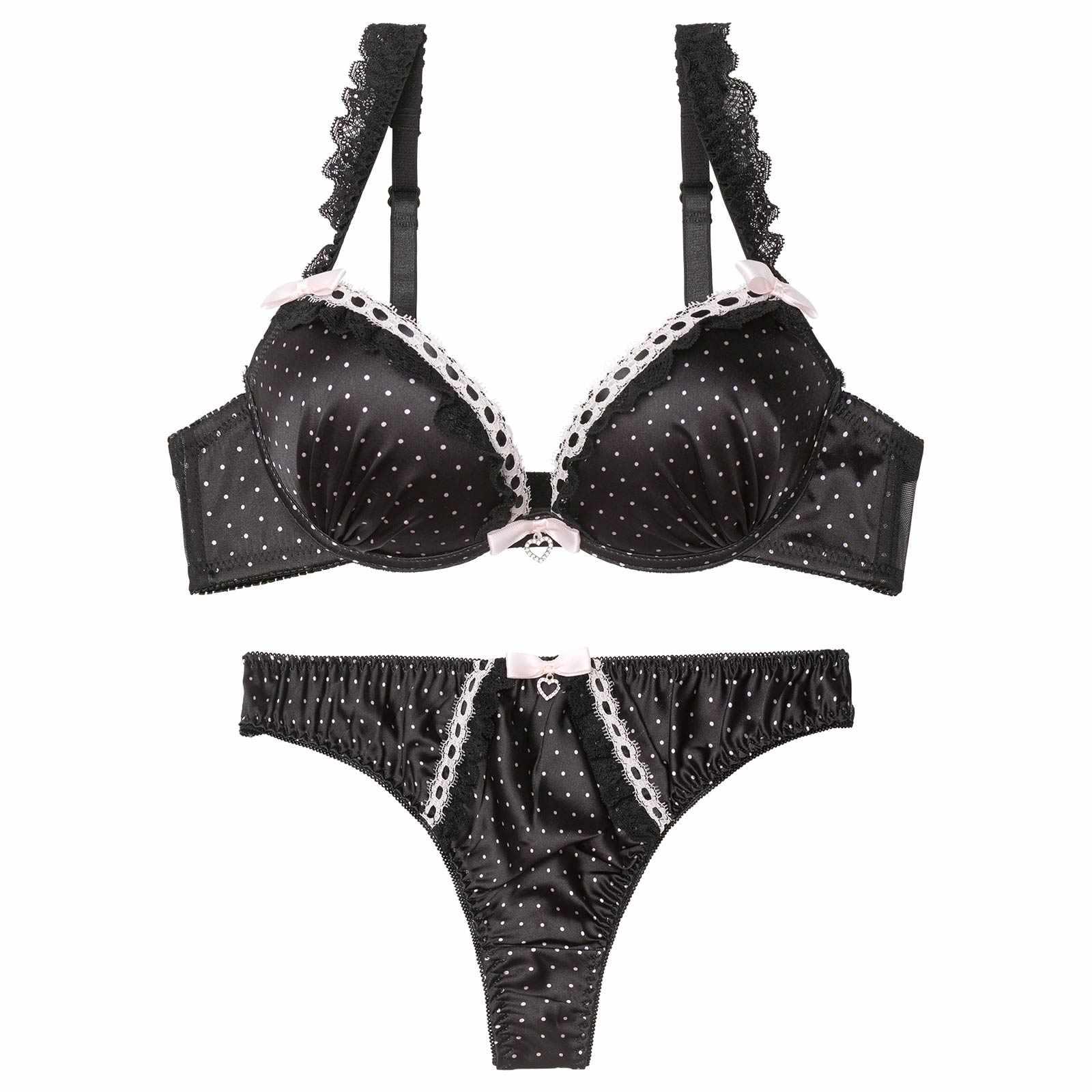 2/6新作!スウィートリボンドットブラジャー&Tバックショーツ