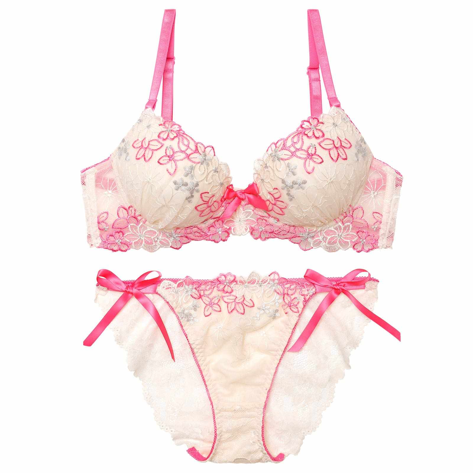 4/6新作!プリティビビットフルールブラジャー&サイド紐バック透けフルバックショーツ