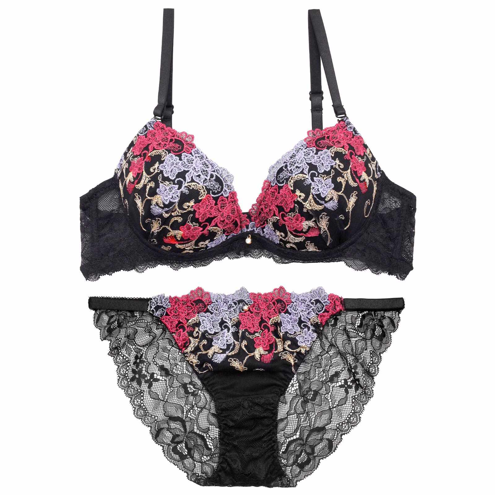 4/13新作!アラベスクビビッドブルームブラジャー&バック透けフルバックショーツ