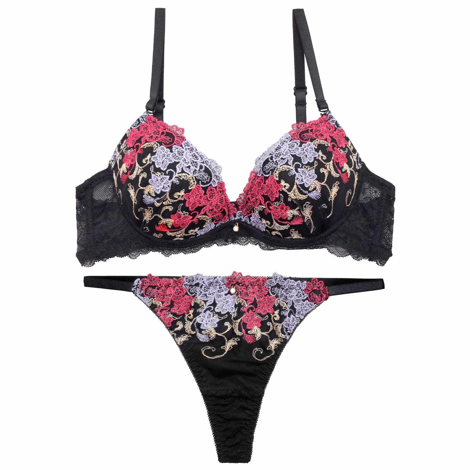 4/13新作!アラベスクビビッドブルームブラジャー&バック透けTバックショーツ