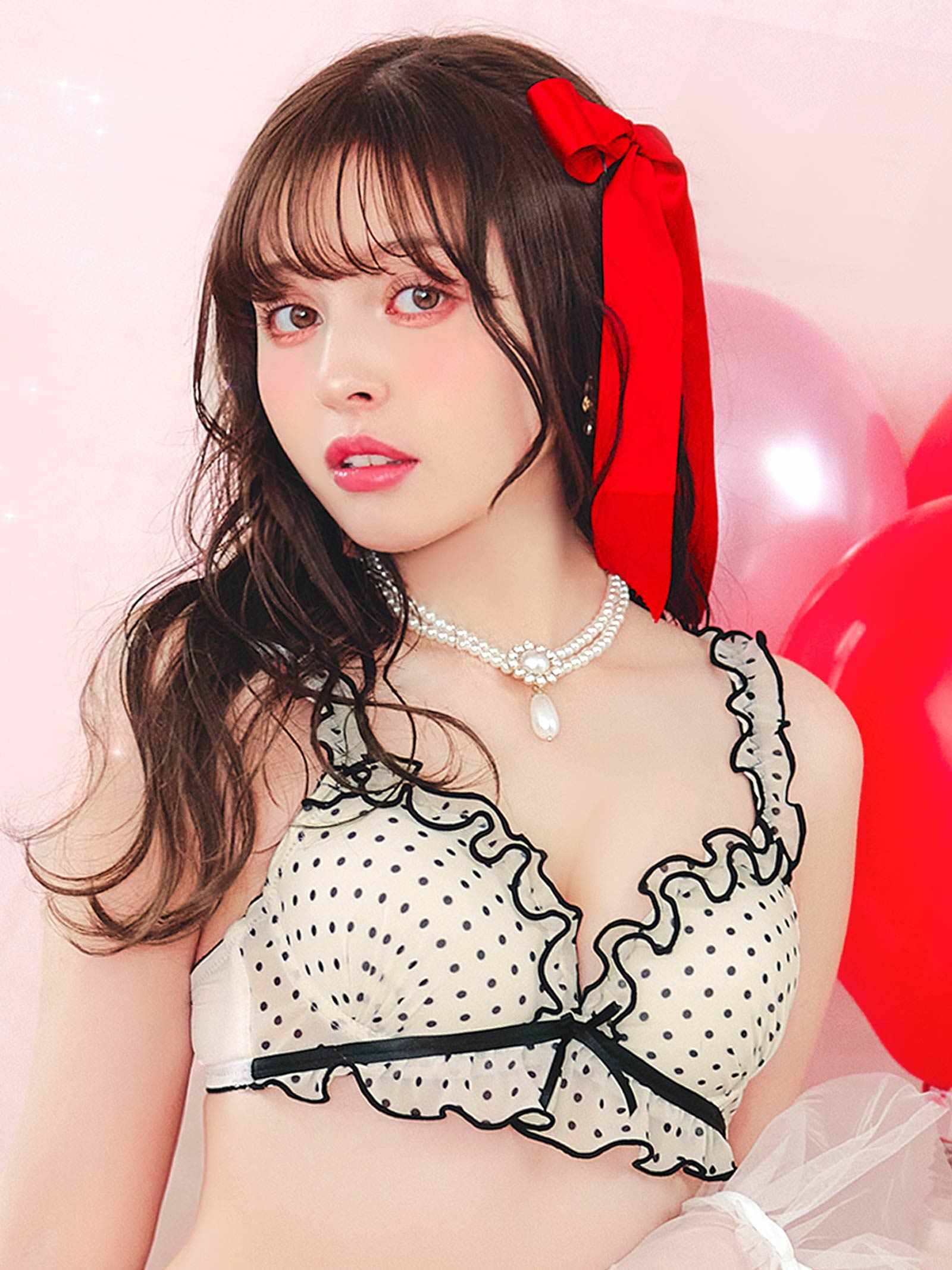 3/20新作!スウィーティドットフリルブラジャー&フルバックショーツ