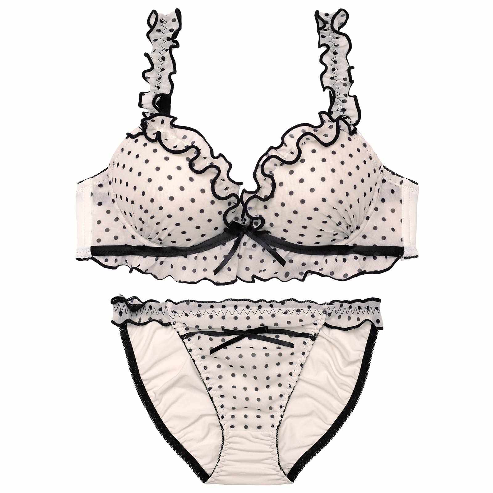 3/20新作!スウィーティドットフリルブラジャー&フルバックショーツ