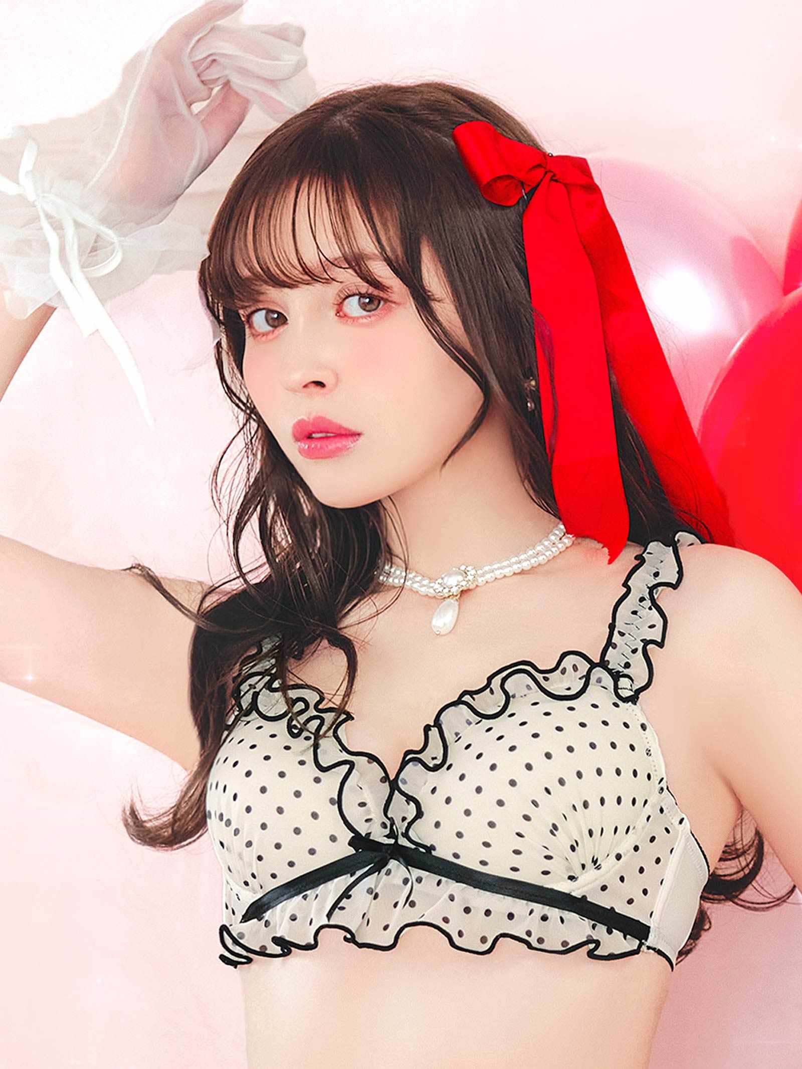 3/20新作!スウィーティドットフリルブラジャー&Tバックショーツ