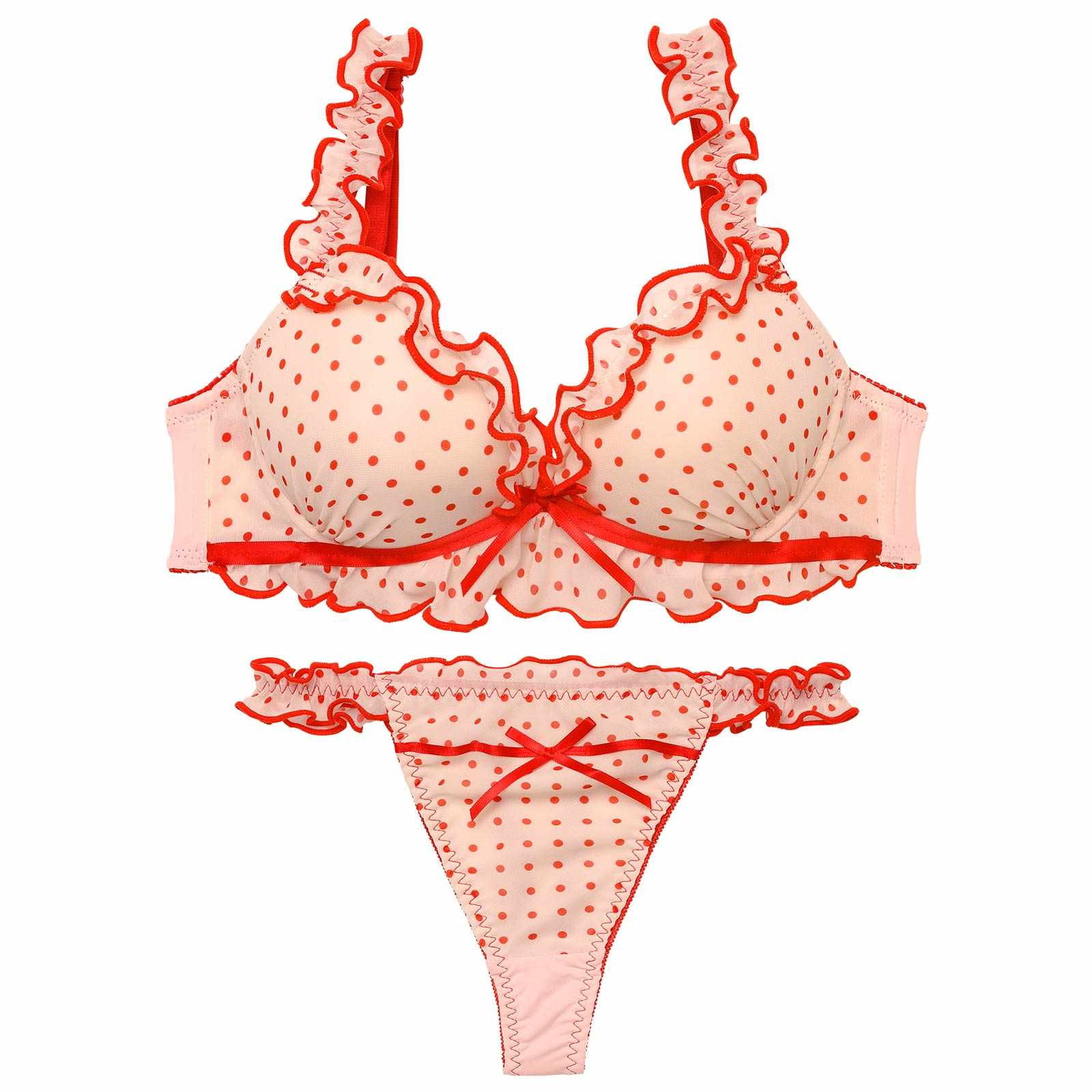 3/20新作!スウィーティドットフリルブラジャー&Tバックショーツ