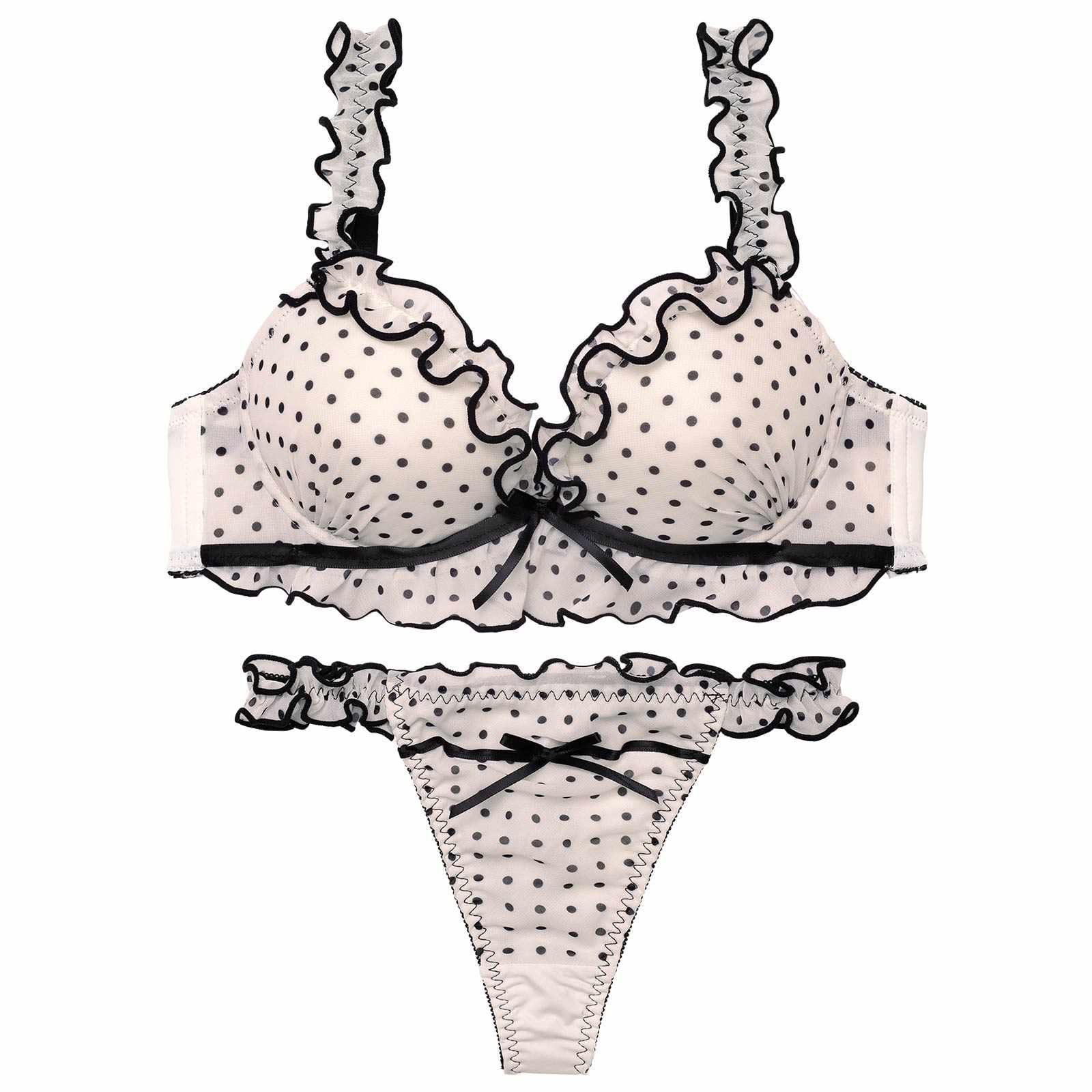 3/20新作!スウィーティドットフリルブラジャー&Tバックショーツ