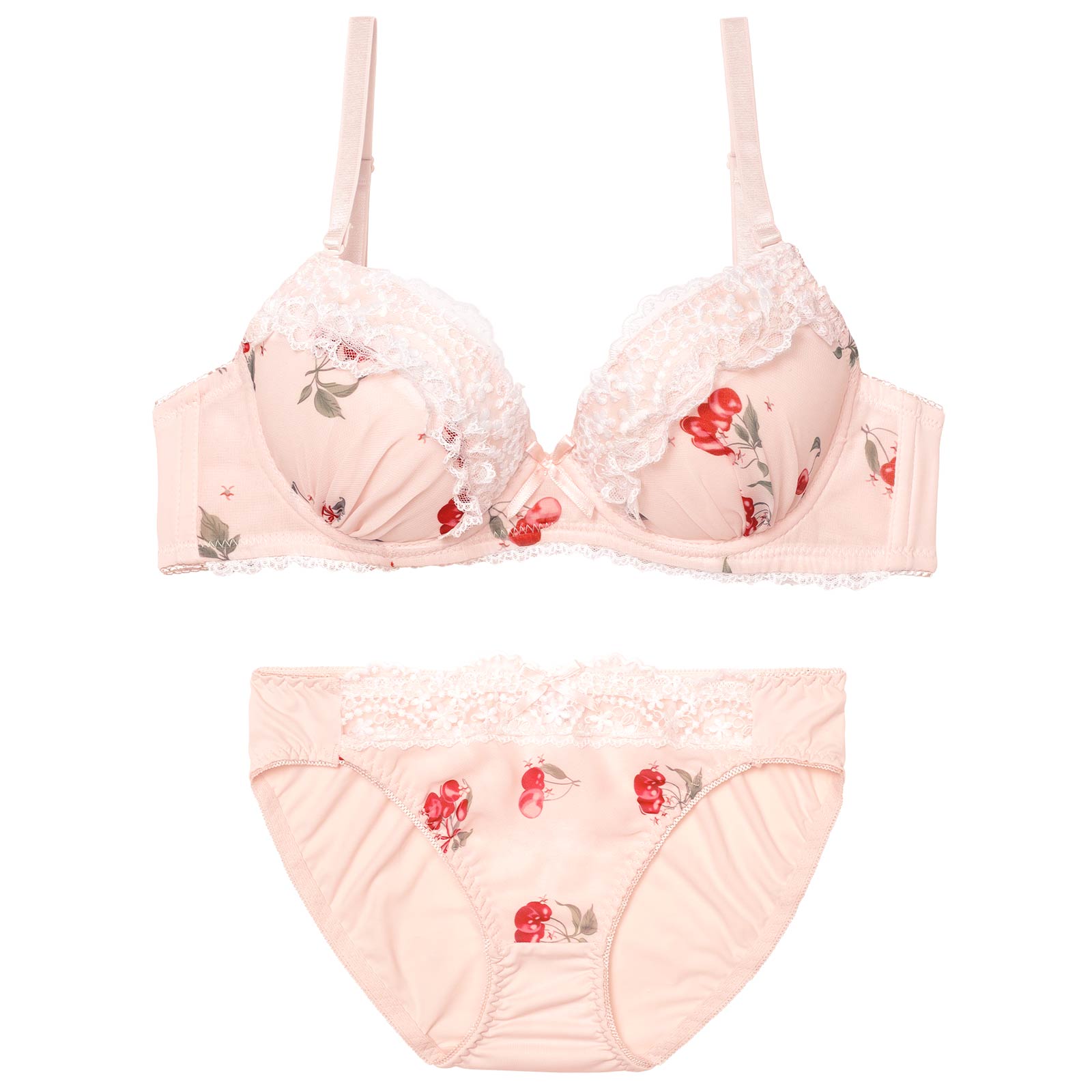 4/20新作!【EFサイズ】ガーリースウィートチェリーブラジャー&フルバックショーツ
