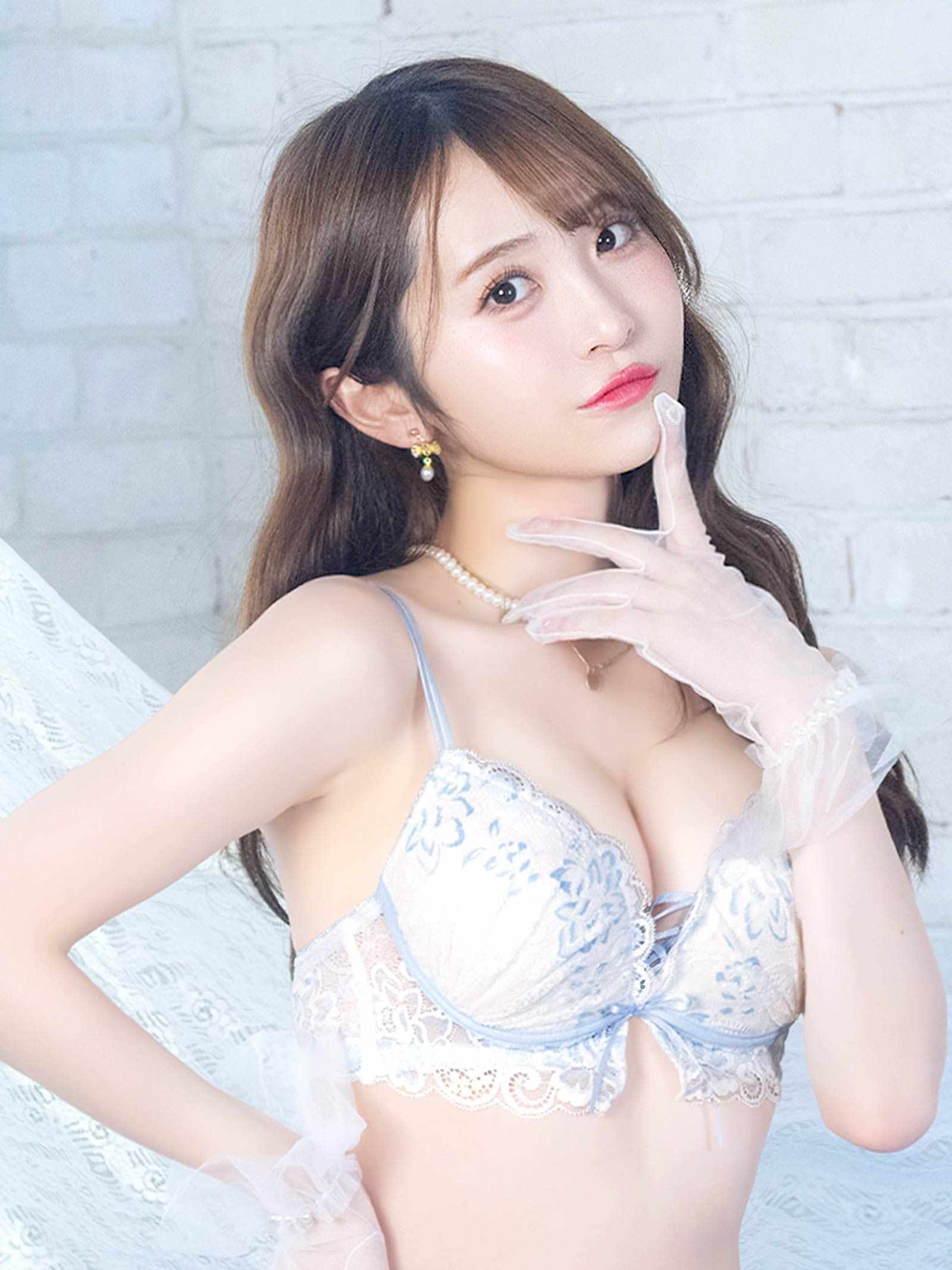 4/29新作!【かとゆり着用】パステルフラワーレースアップブラジャー&バック透けTバックショーツ