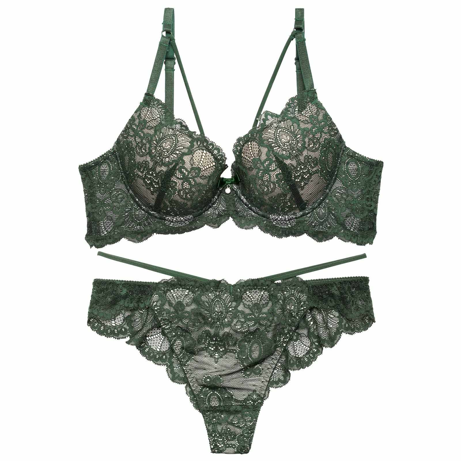 ブリリアントレースストリングブラジャー&バック透けハーフバックショーツ