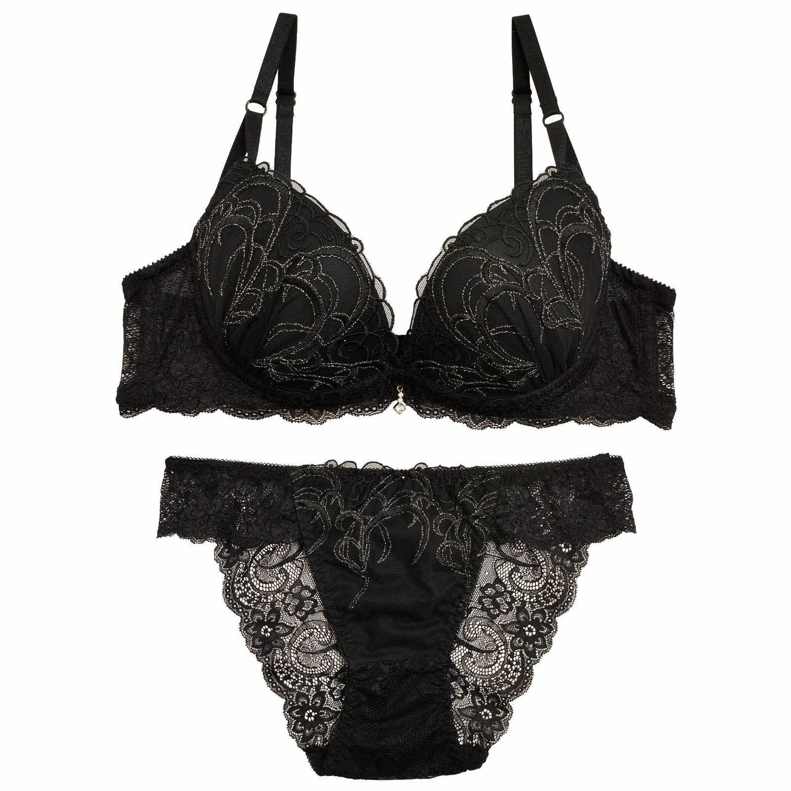 ナチュラルプティエンブロイダリーブラジャー&バック透けフルバックショーツ - 【公式】247Lingerie