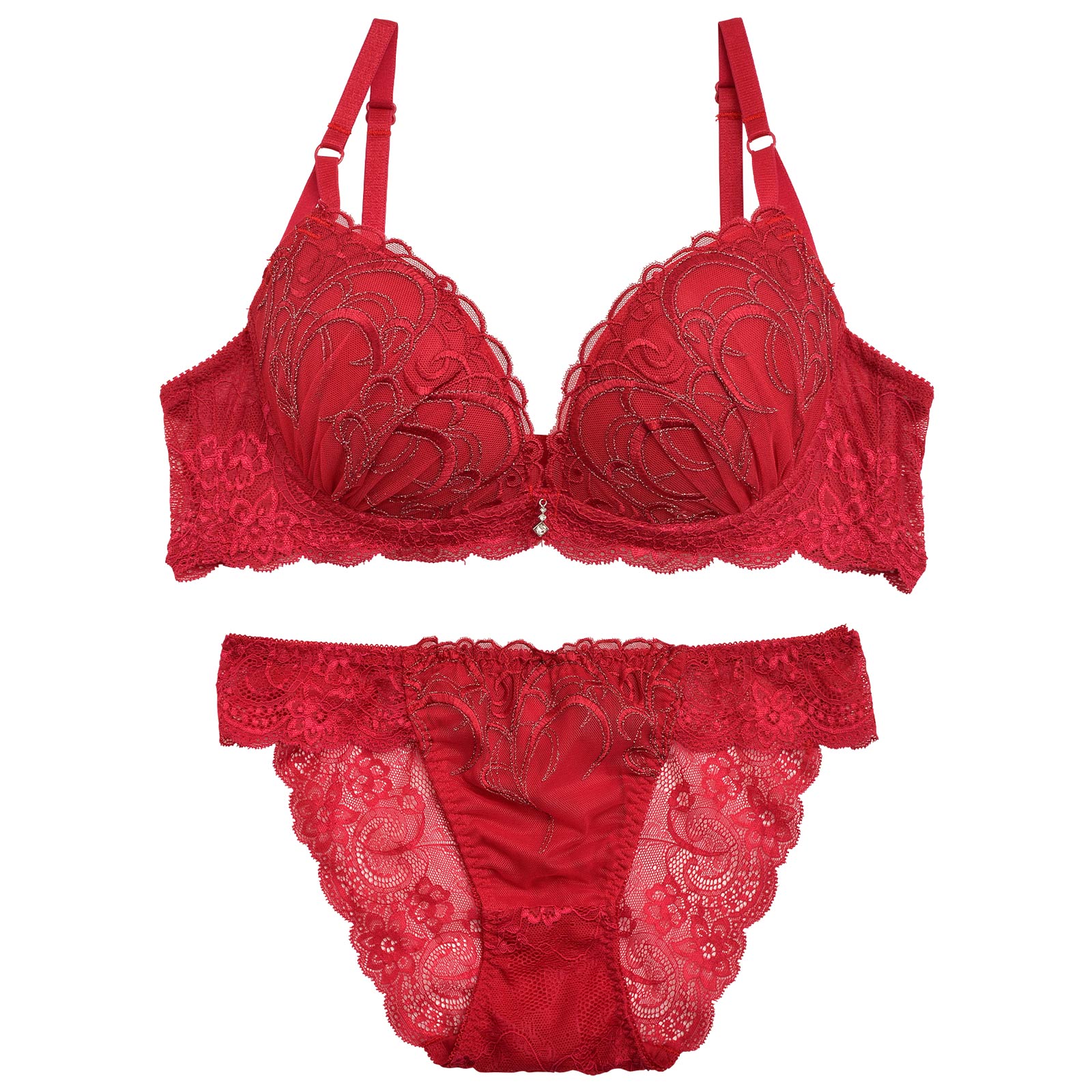 ナチュラルプティエンブロイダリーブラジャー&バック透けフルバックショーツ