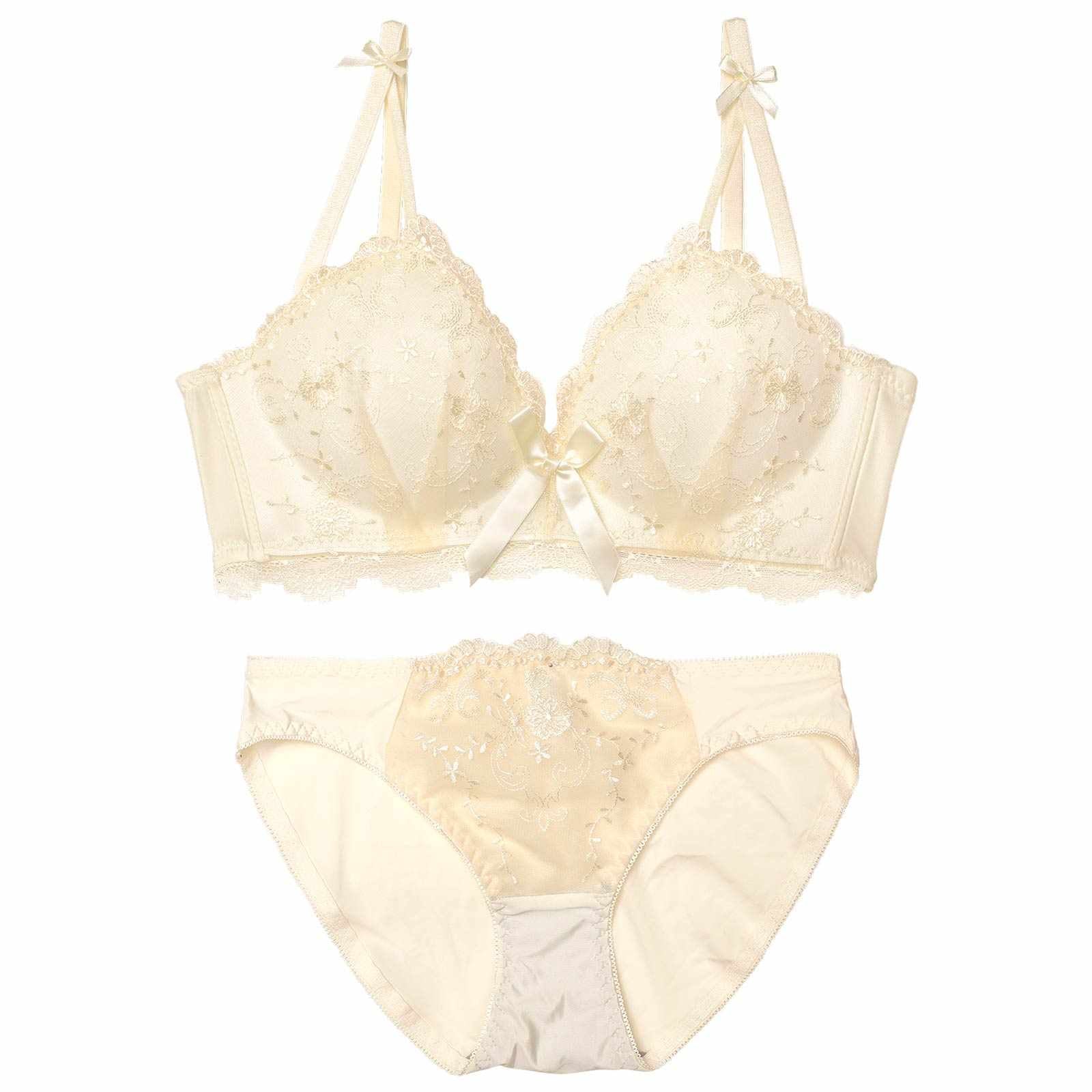 11/7新作!【ノンワイヤー】クラシックリボンヴェールブラジャー&フルバックショーツ