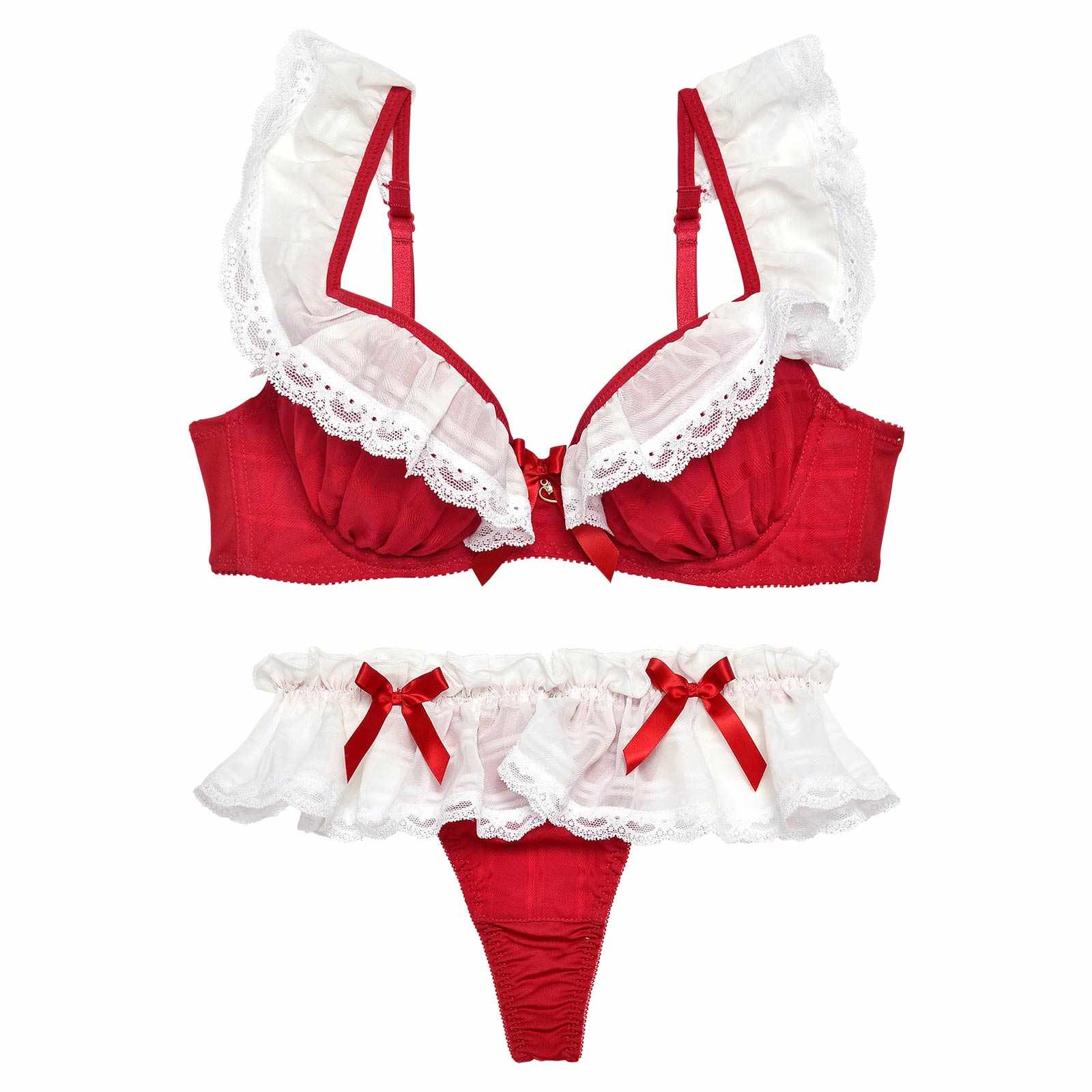 ラブリーフリルメイドブラジャー&Tバックショーツ