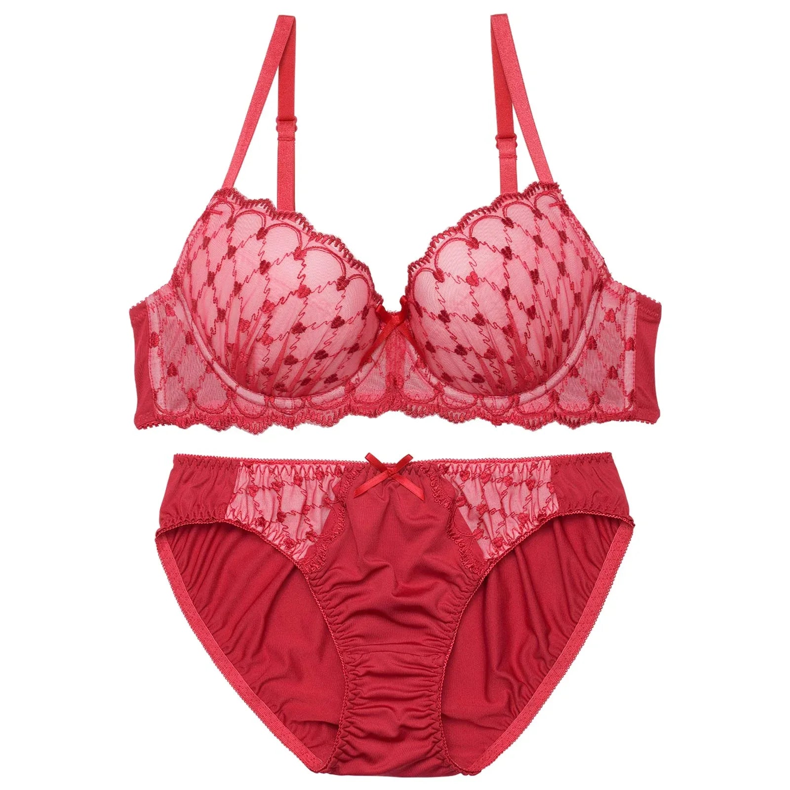 1/16新作!【EFサイズ】スウィートハートチャーミーブラジャー&フルバックショーツ - 【公式】247Lingerie