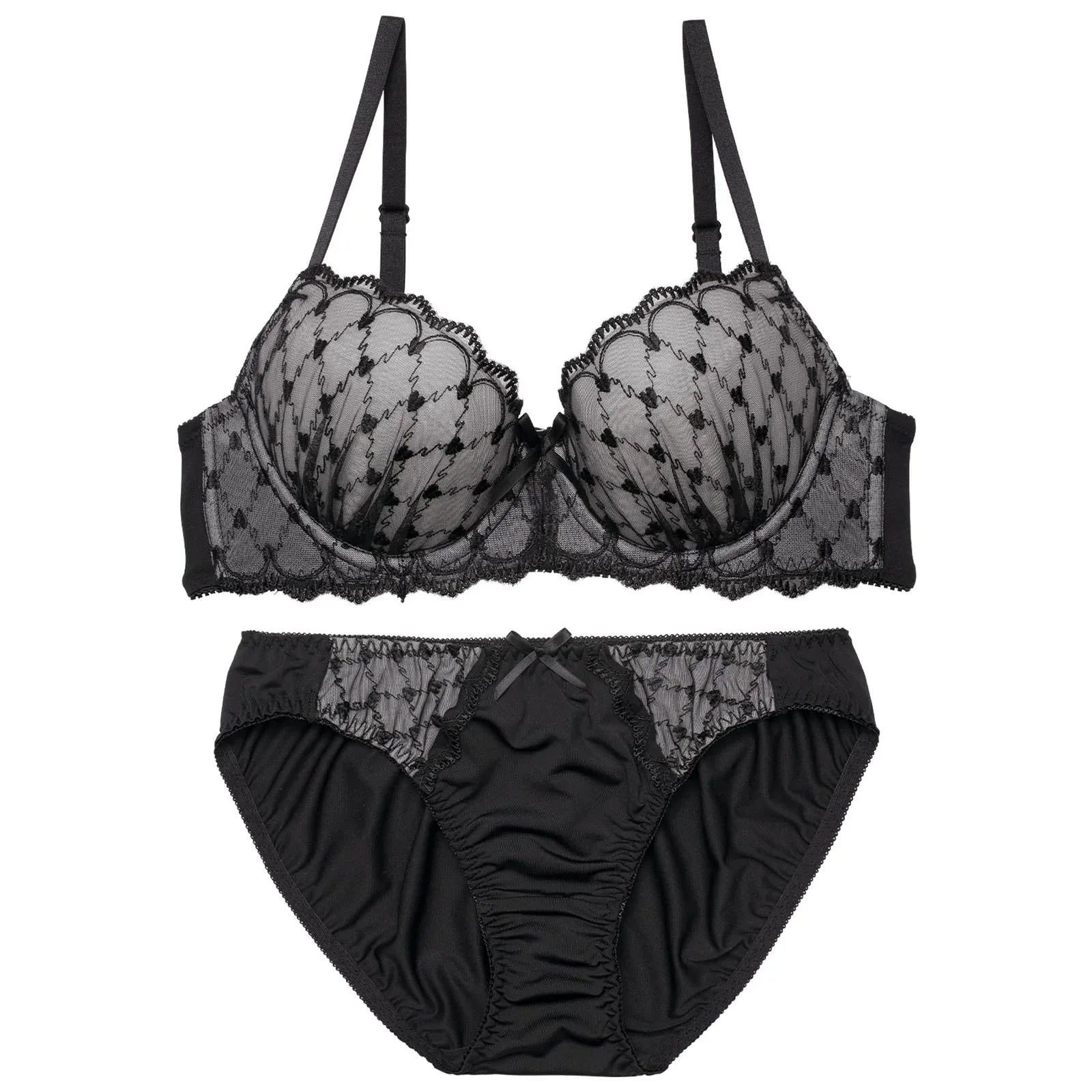 1/16新作!【EFサイズ】スウィートハートチャーミーブラジャー&フルバックショーツ - 【公式】247Lingerie