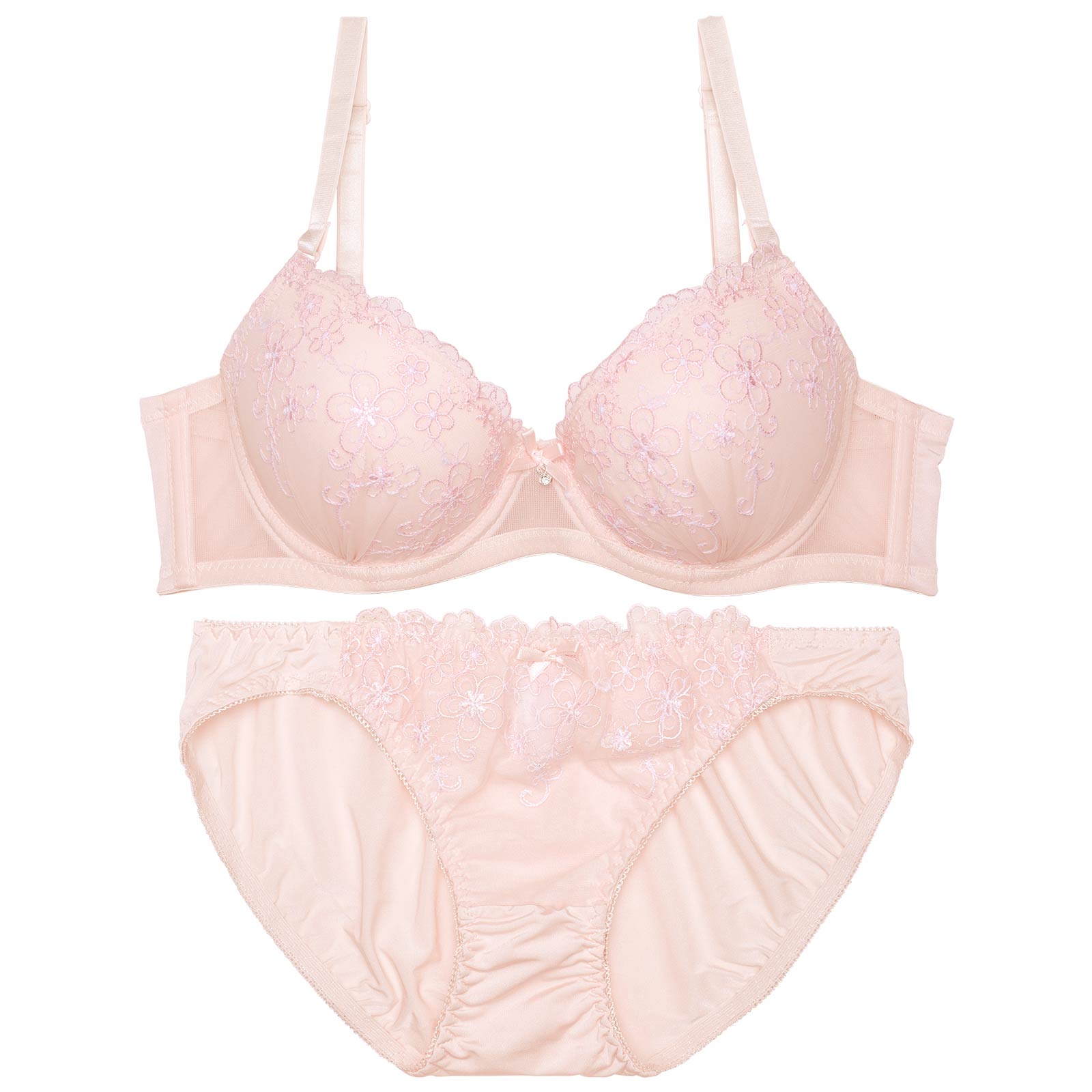 ガーリーシャインフラワーブラジャー&フルバックショーツ