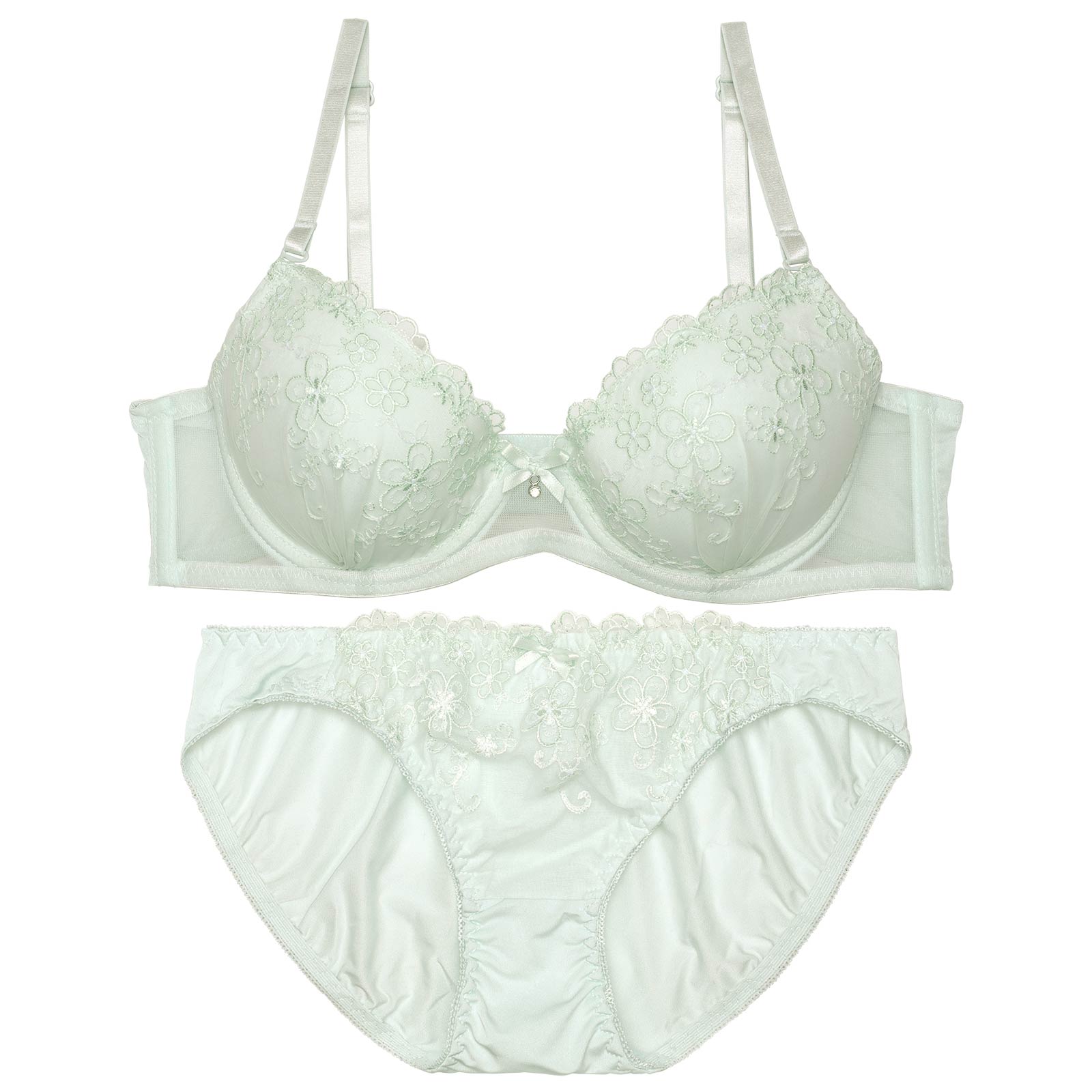 ガーリーシャインフラワーブラジャー&フルバックショーツ