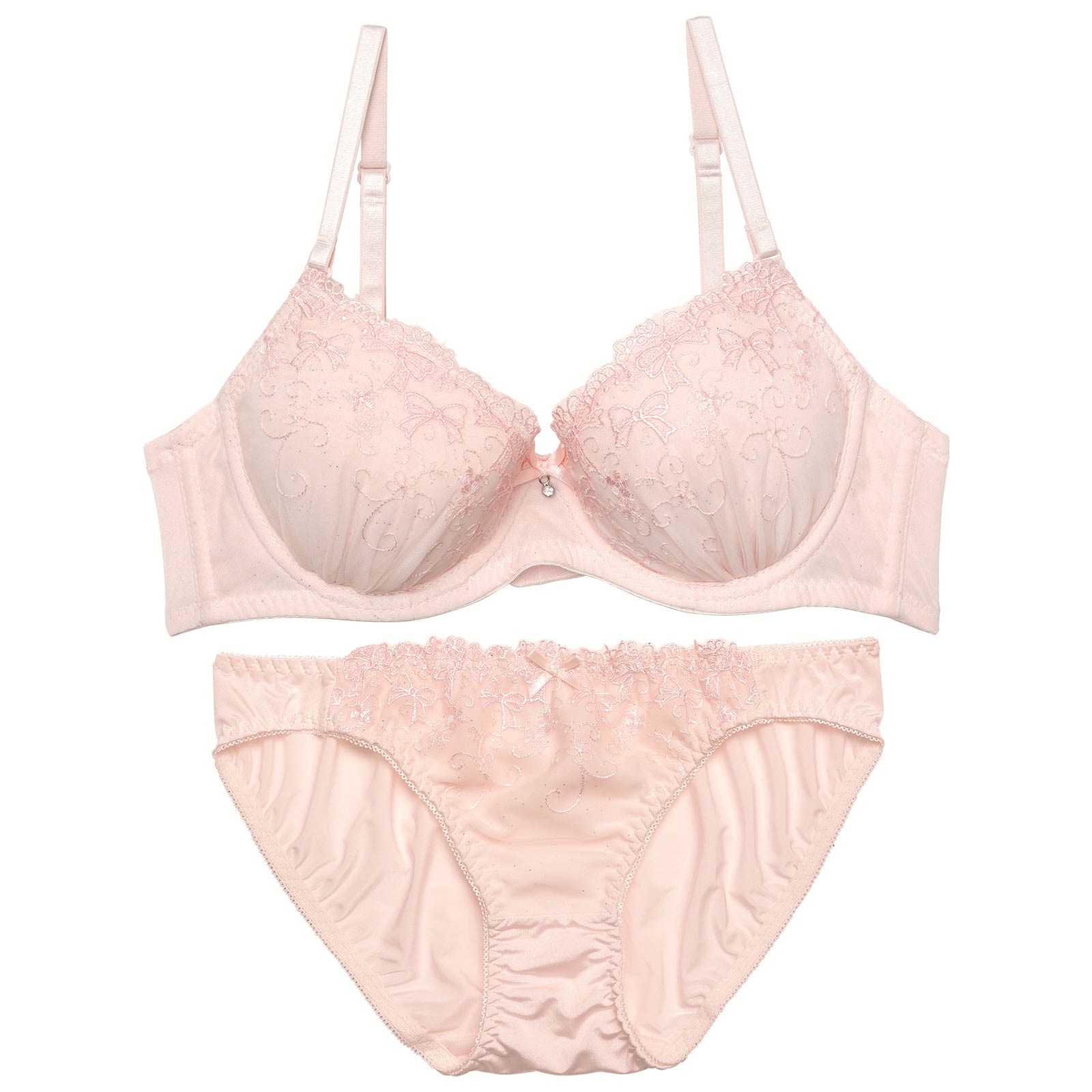 ラメリボンプリティーブラジャー&フルバックショーツ