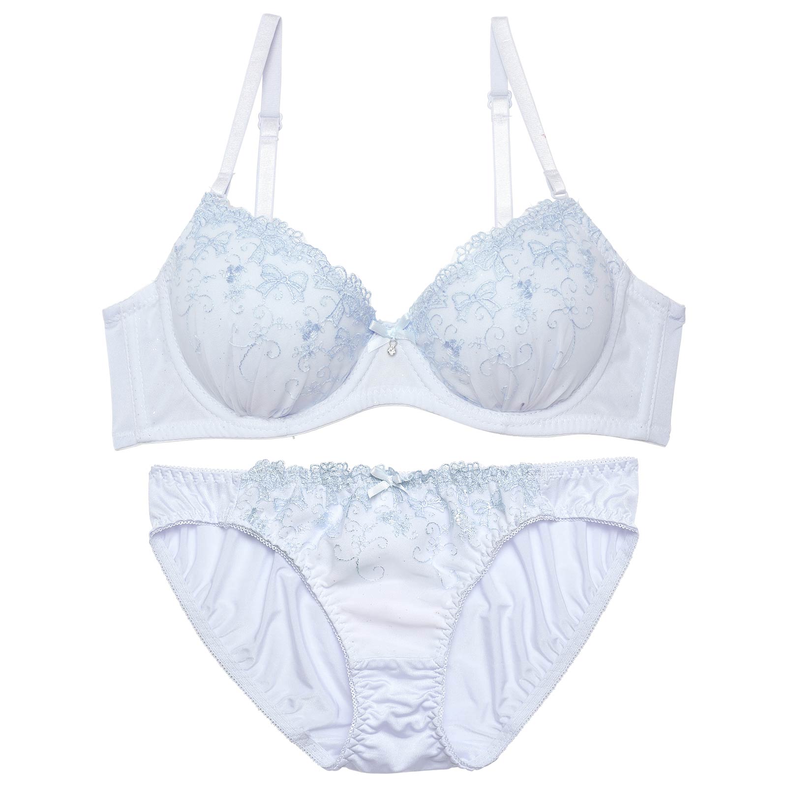 ラメリボンプリティーブラジャー&フルバックショーツ