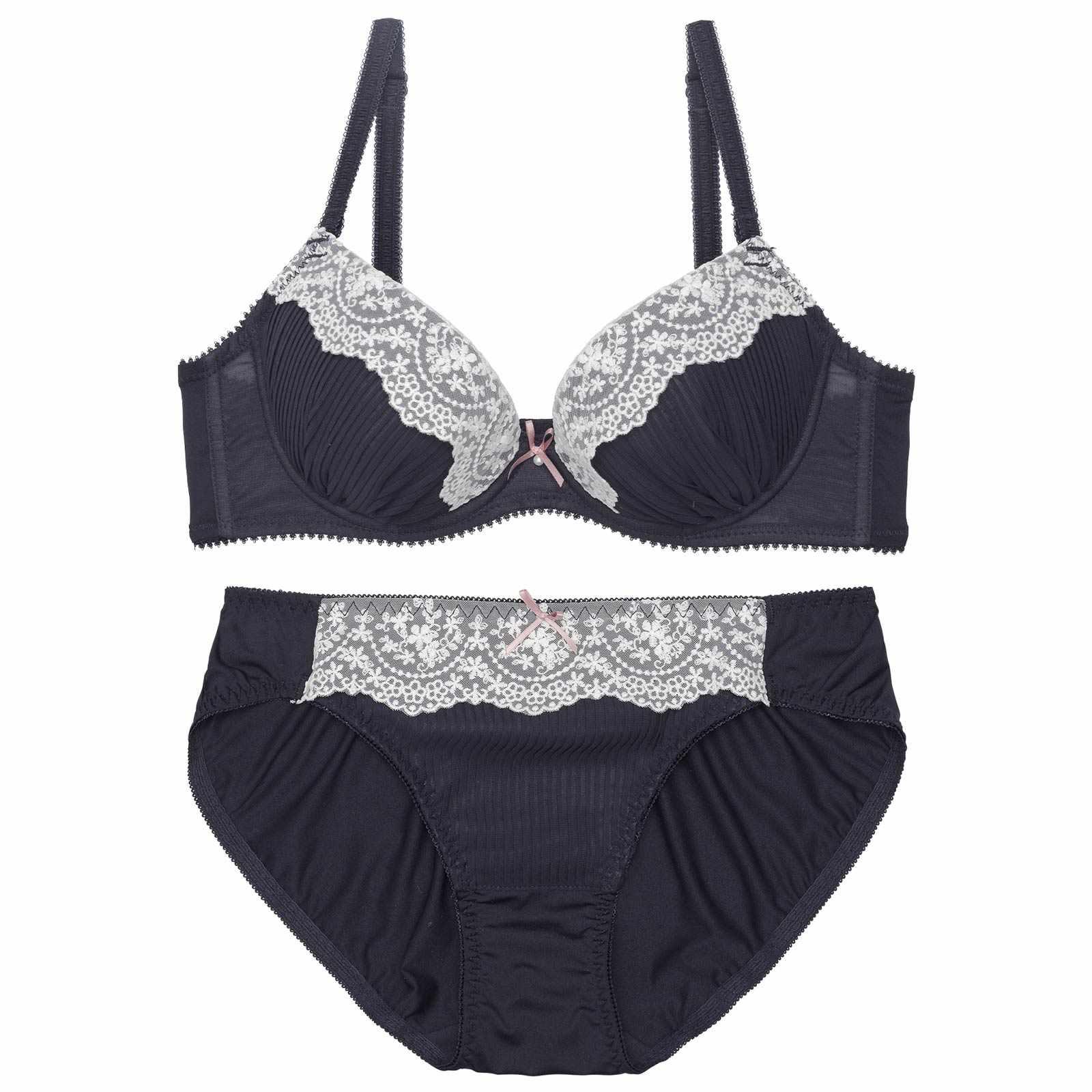 プリーツアーチフルーロンブラジャー&フルバックショーツ - 【公式】247Lingerie